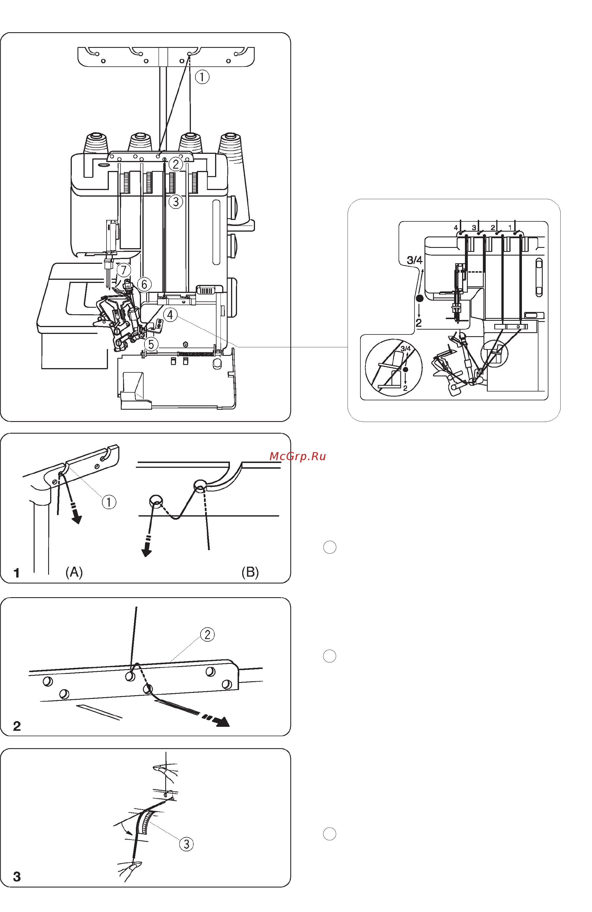 Janome Mylock 784  [23/50] Заправка верхнего петлителя