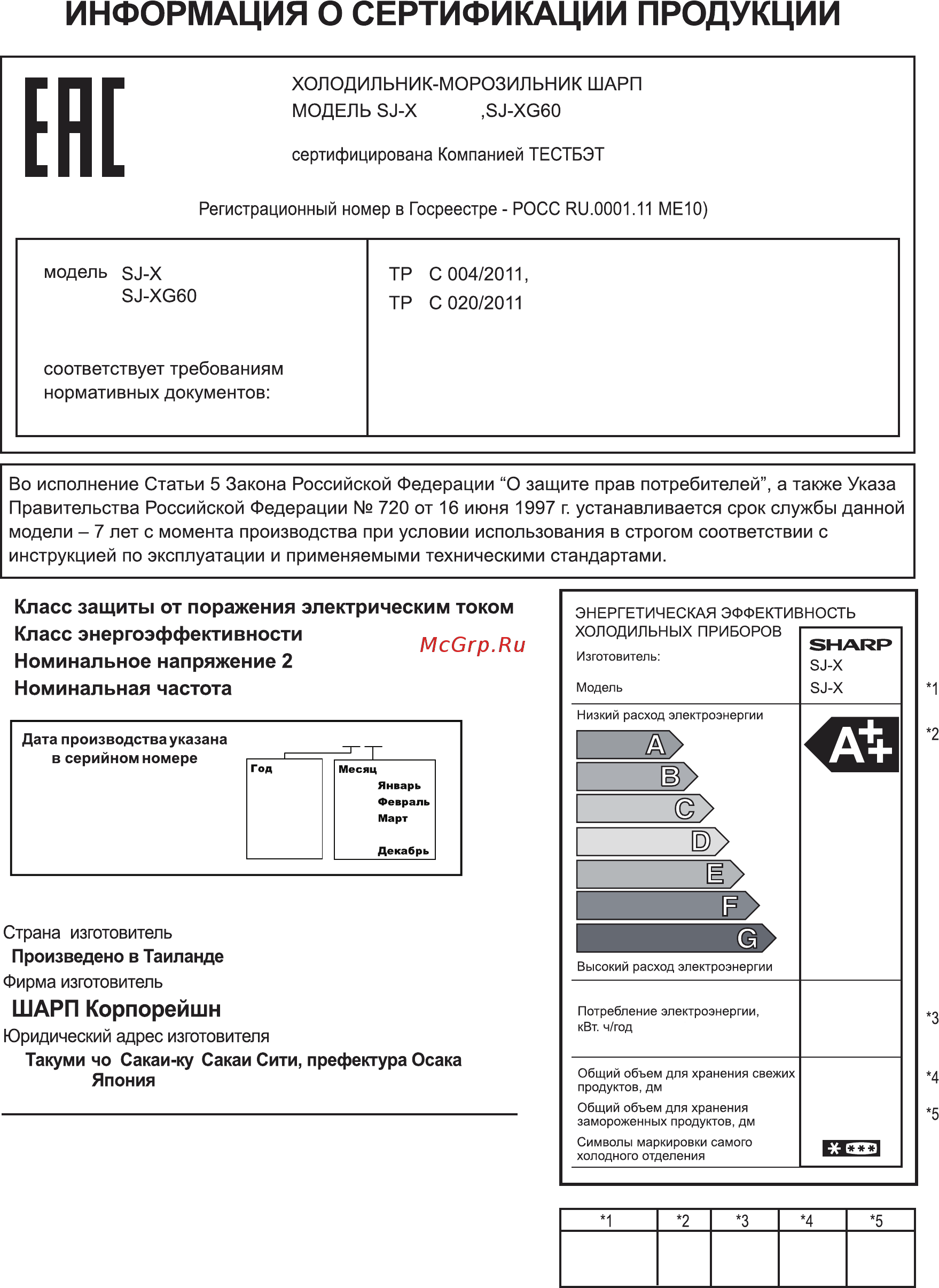 Sharp SJXG60PMBK [2/28] Ooo шарп электроникс раша