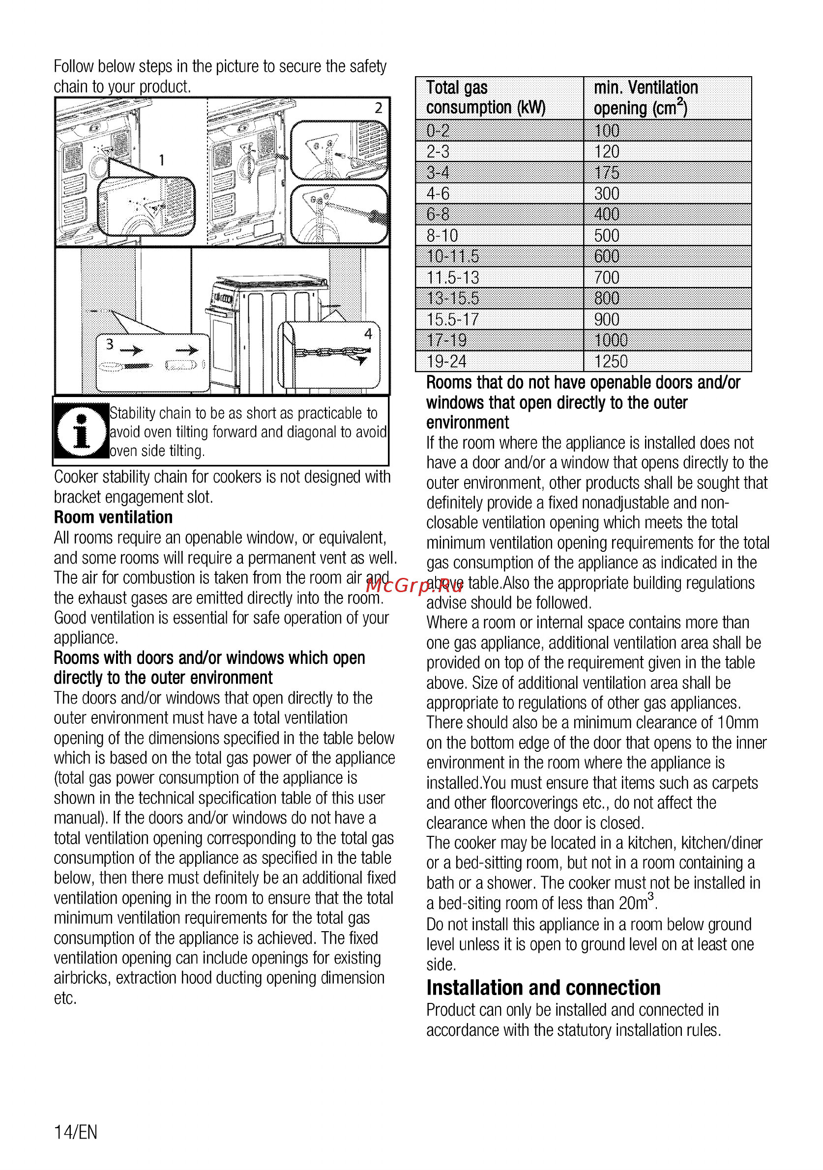 Beko FSS52130DCRS [14/96] Installation and connection