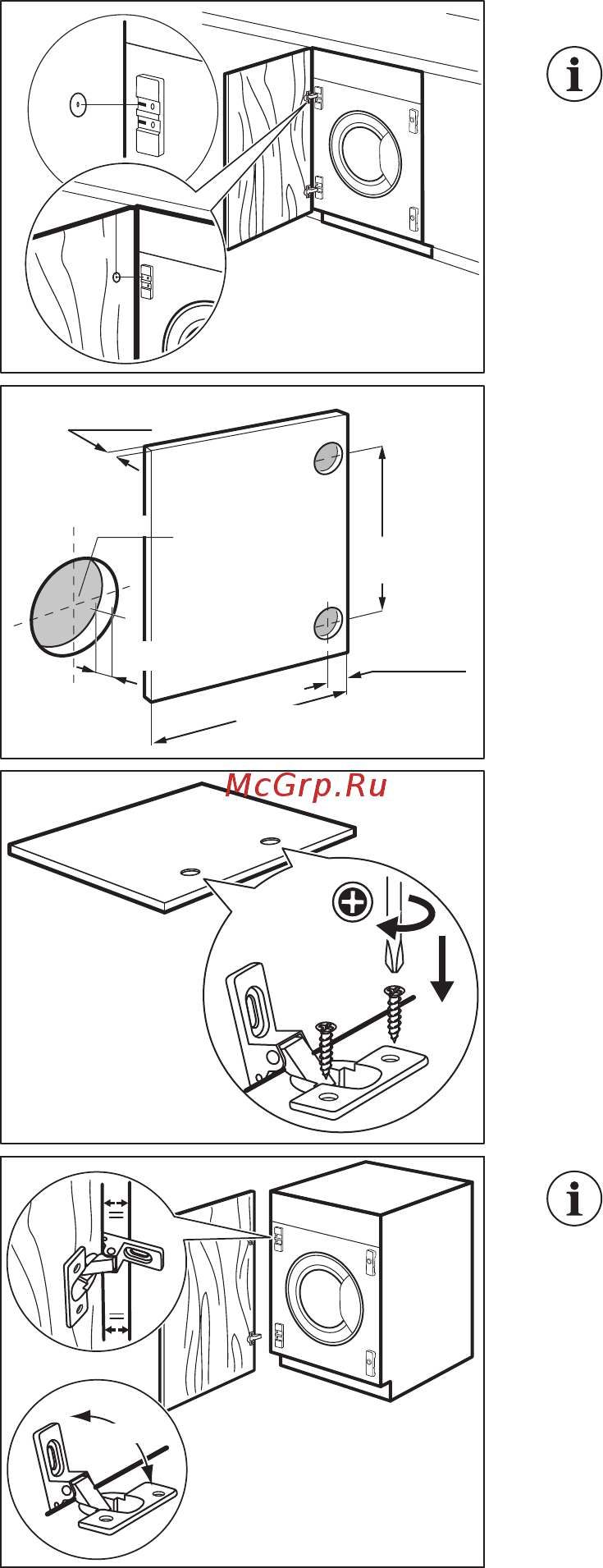 AEG 8000 L8FBE48SRI [15/48] Для идеального выравнивания дверцы убедитесь что край дверцы кухонной мебели параллелен краю прибора и обеспечьте ограничение угла открытия не более 105 градусов