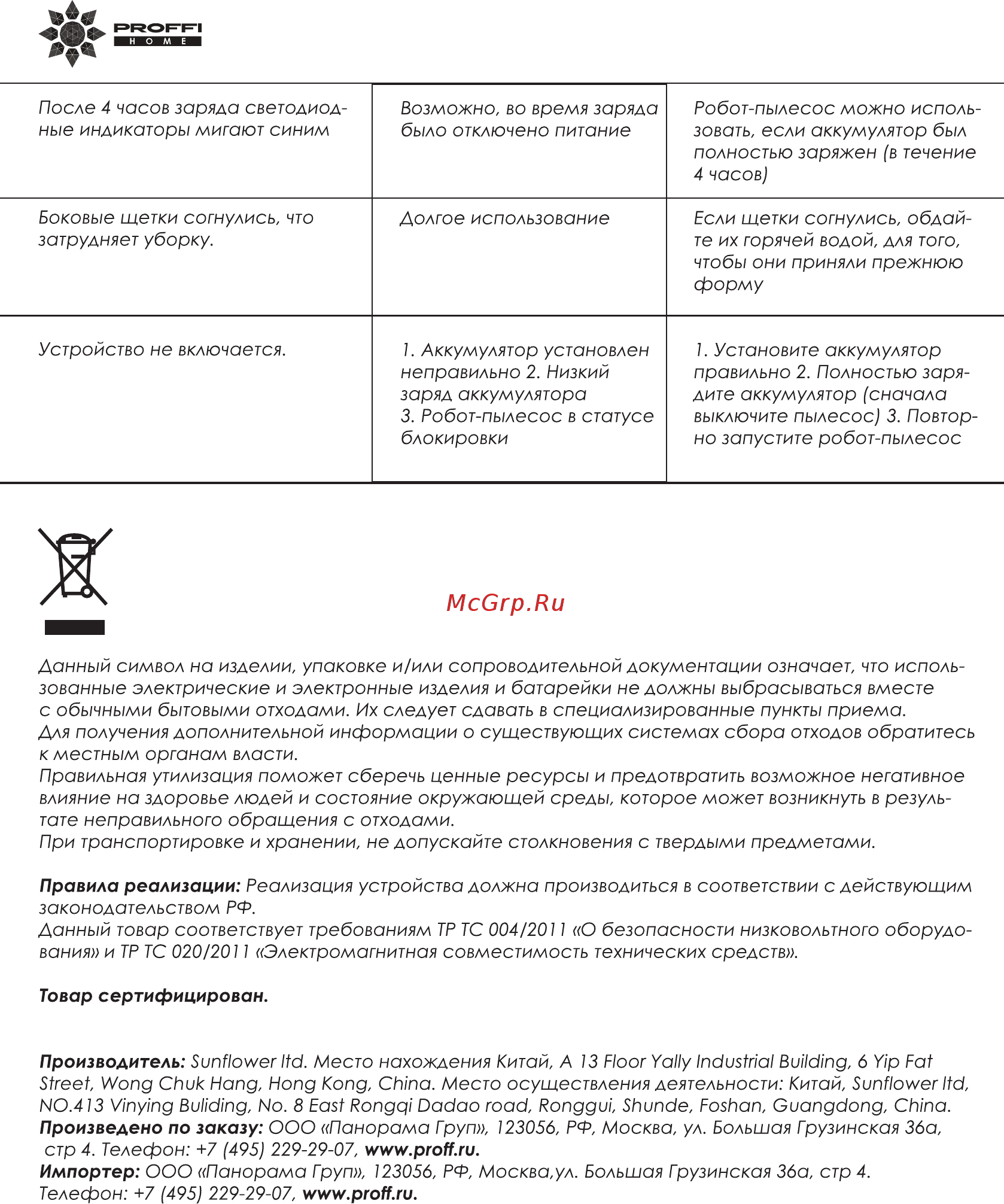 Proffi PH8815 Инструкция по эксплуатации онлайн [6/8] 349544