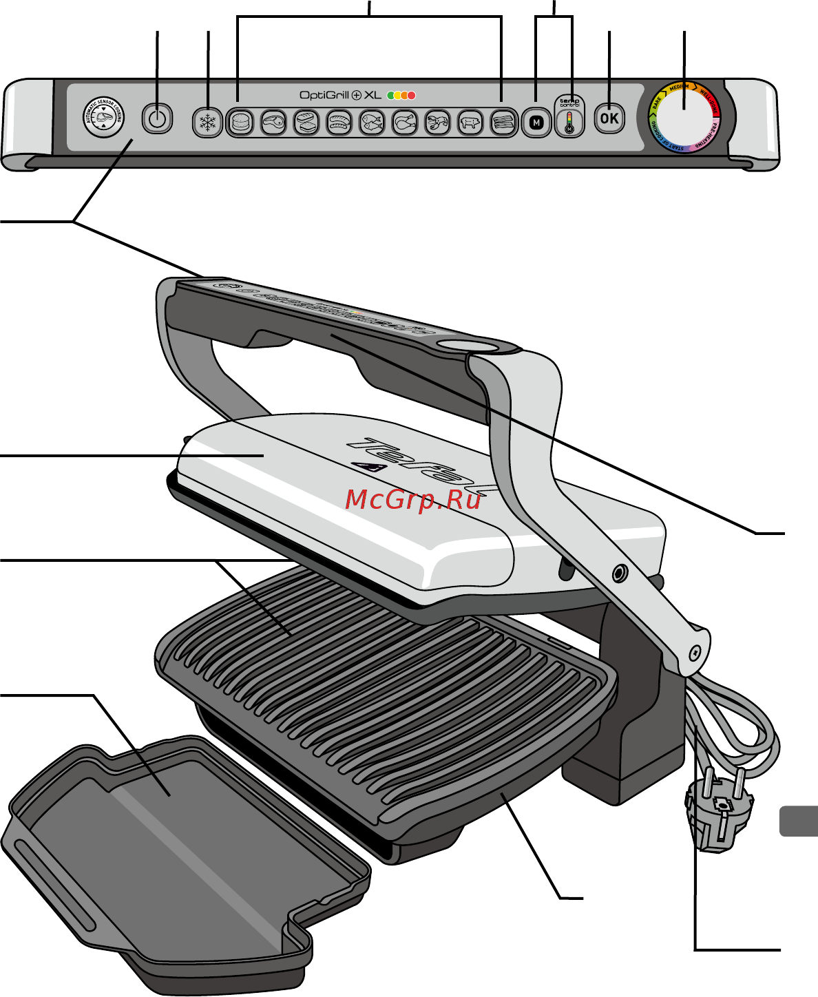Tefal OptiGrill+ XL с насадкой-противнем GC724D12 Инструкция по эксплуатации онлайн [5/34] 349728