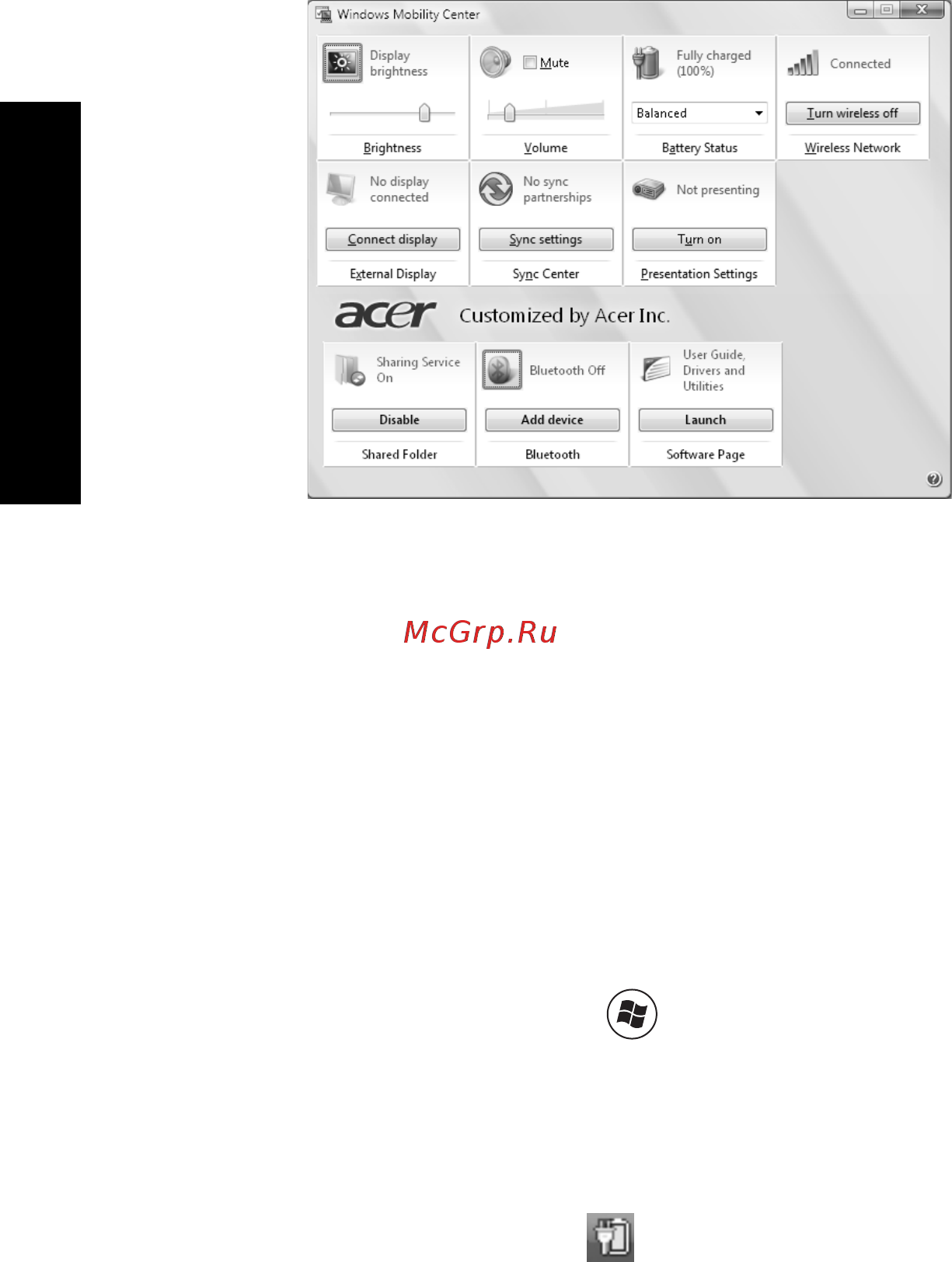 Acer AS8920G-834G32BN [38/111] Windows mobility center