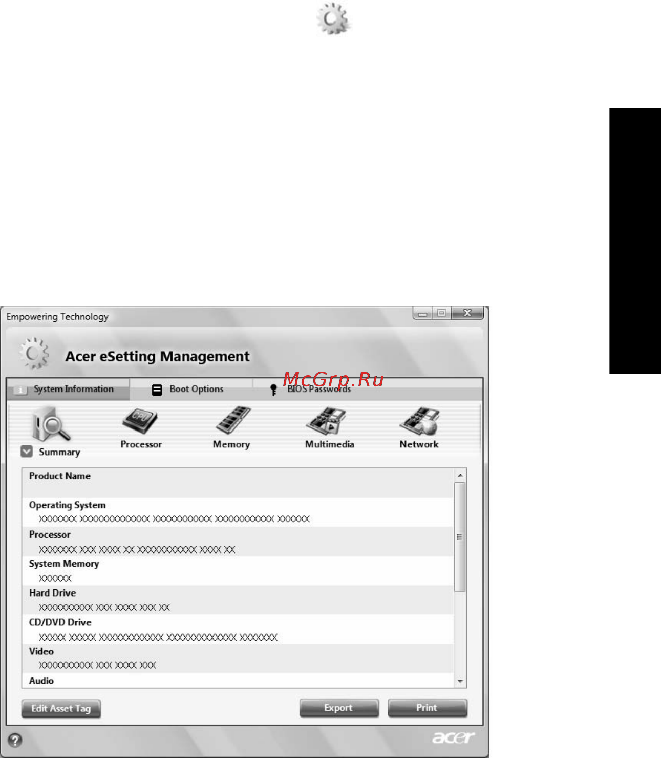 Acer Aspire 4930G-732G25Mi [35/104] Acer esettings management