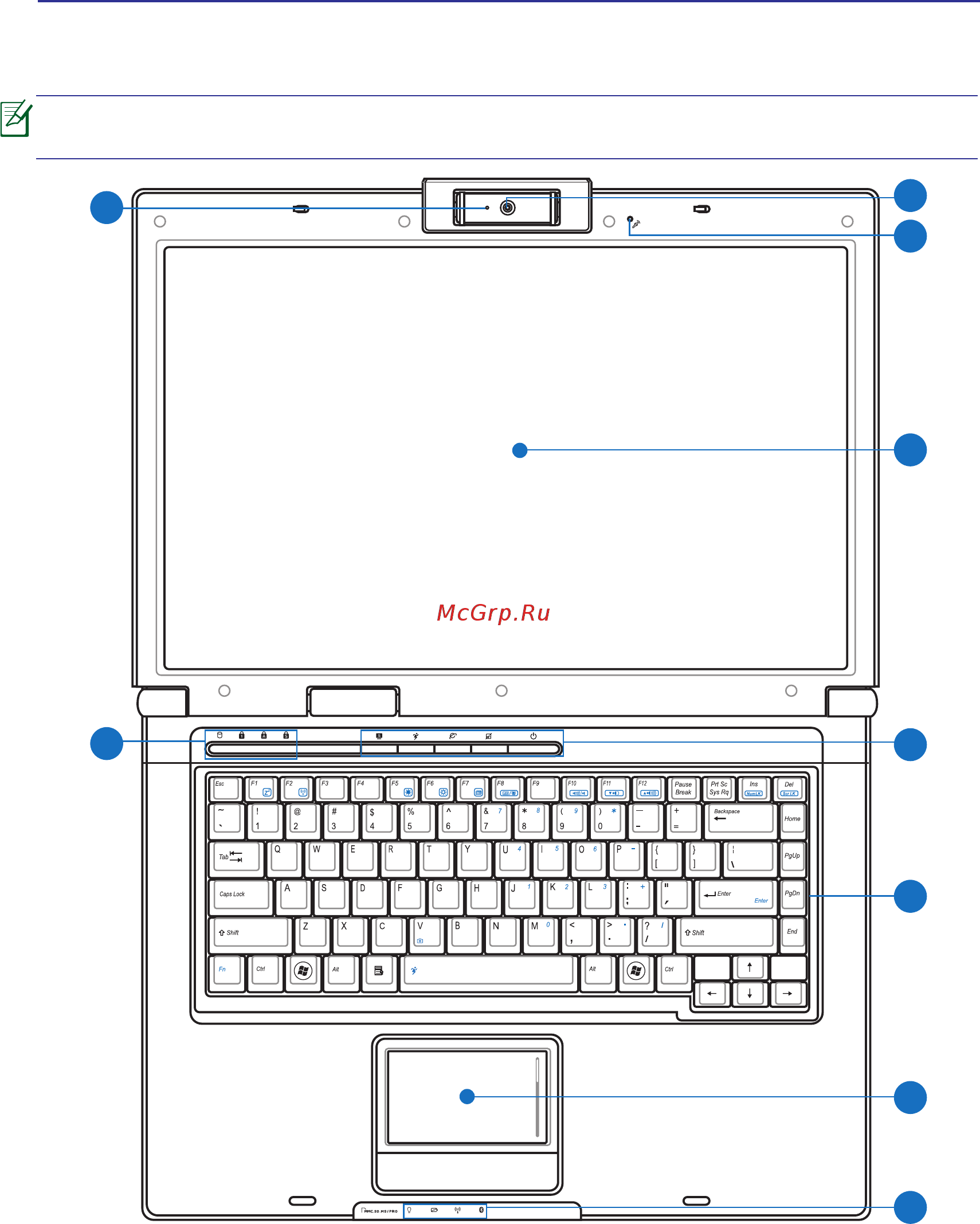 Asus PRO50G [12/84] Верхняя сторона