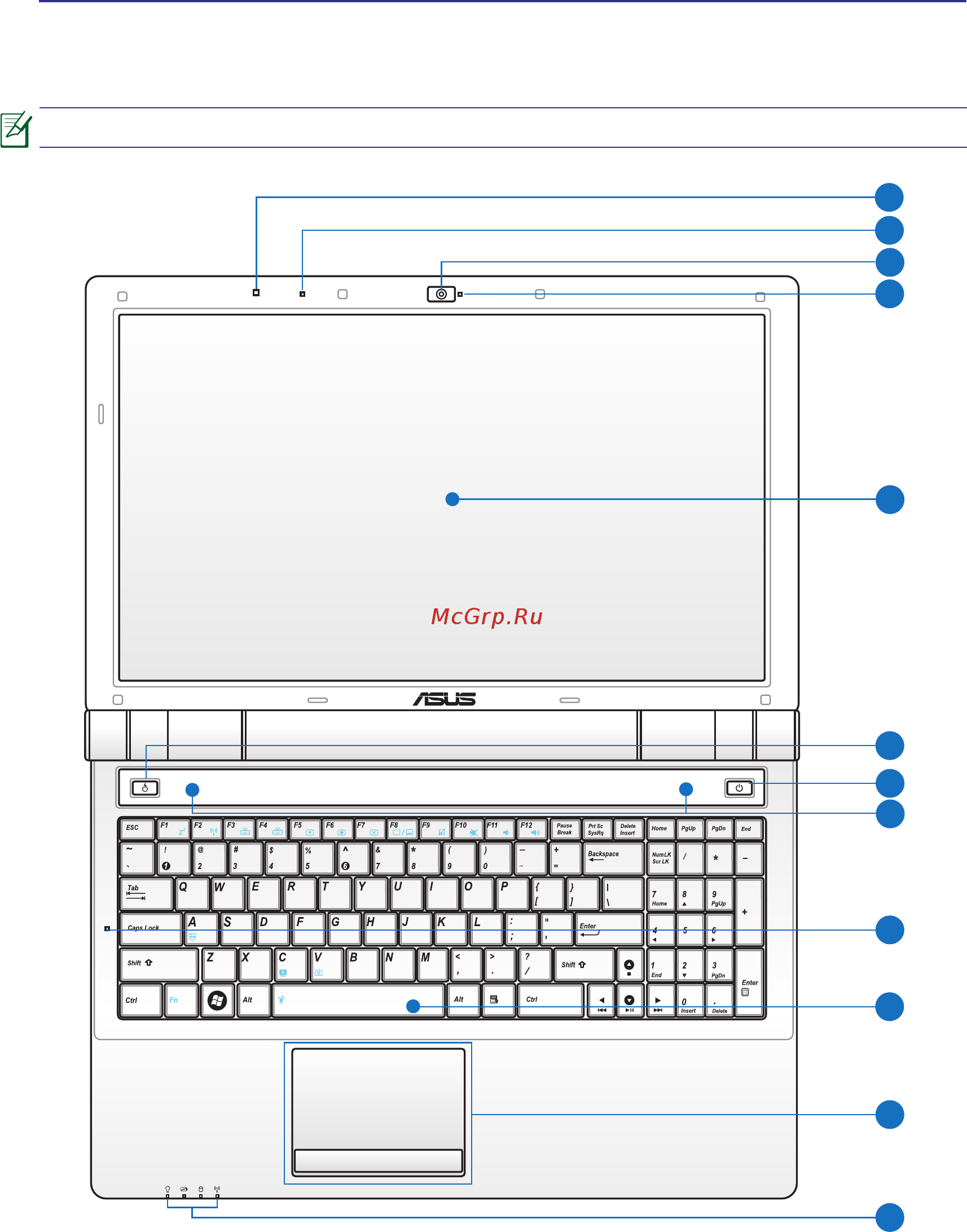Asus U50Vg T6500 [12/90] Top side
