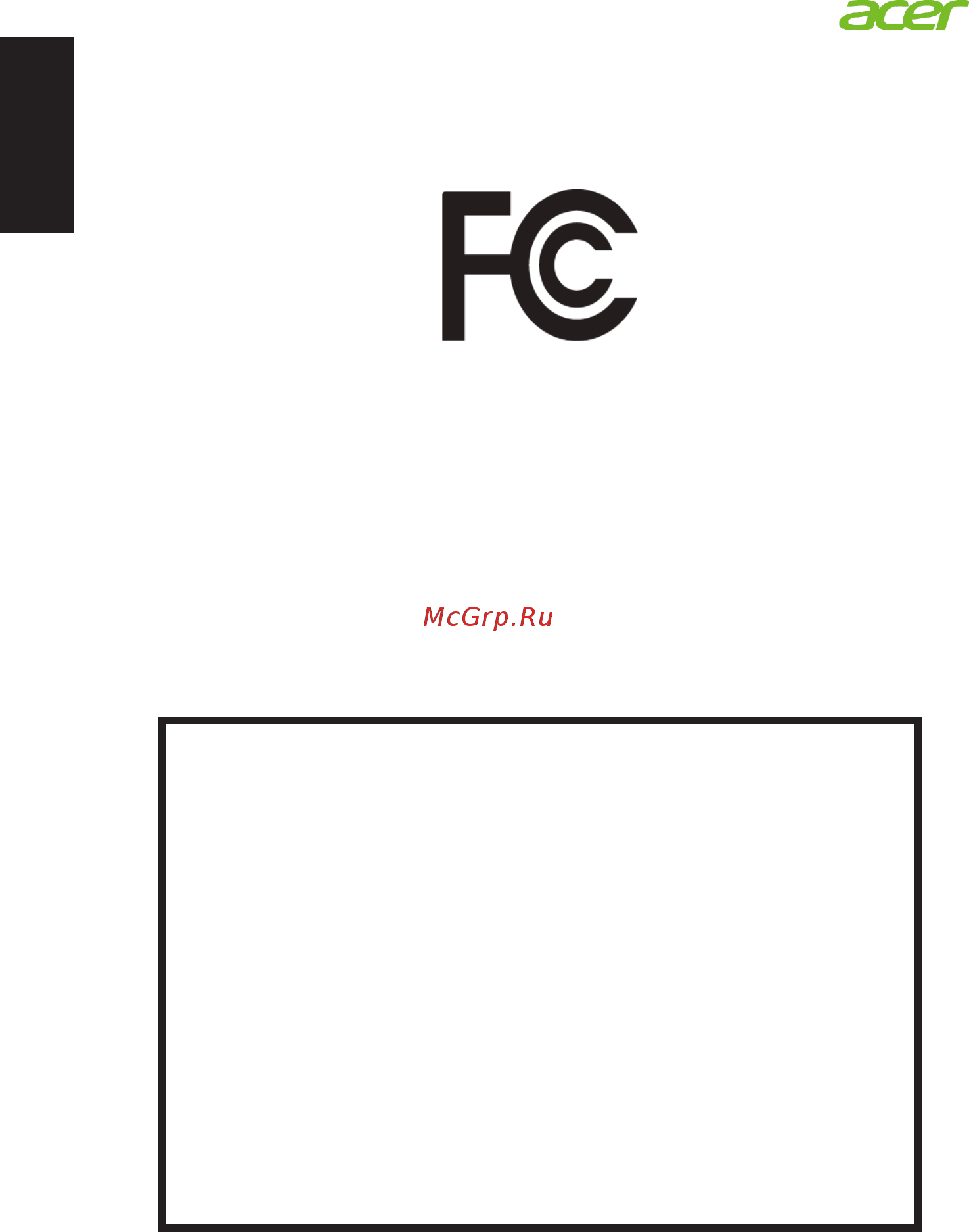 Acer ET221Qbd [10/25] Federal communications commission declaration of conformity