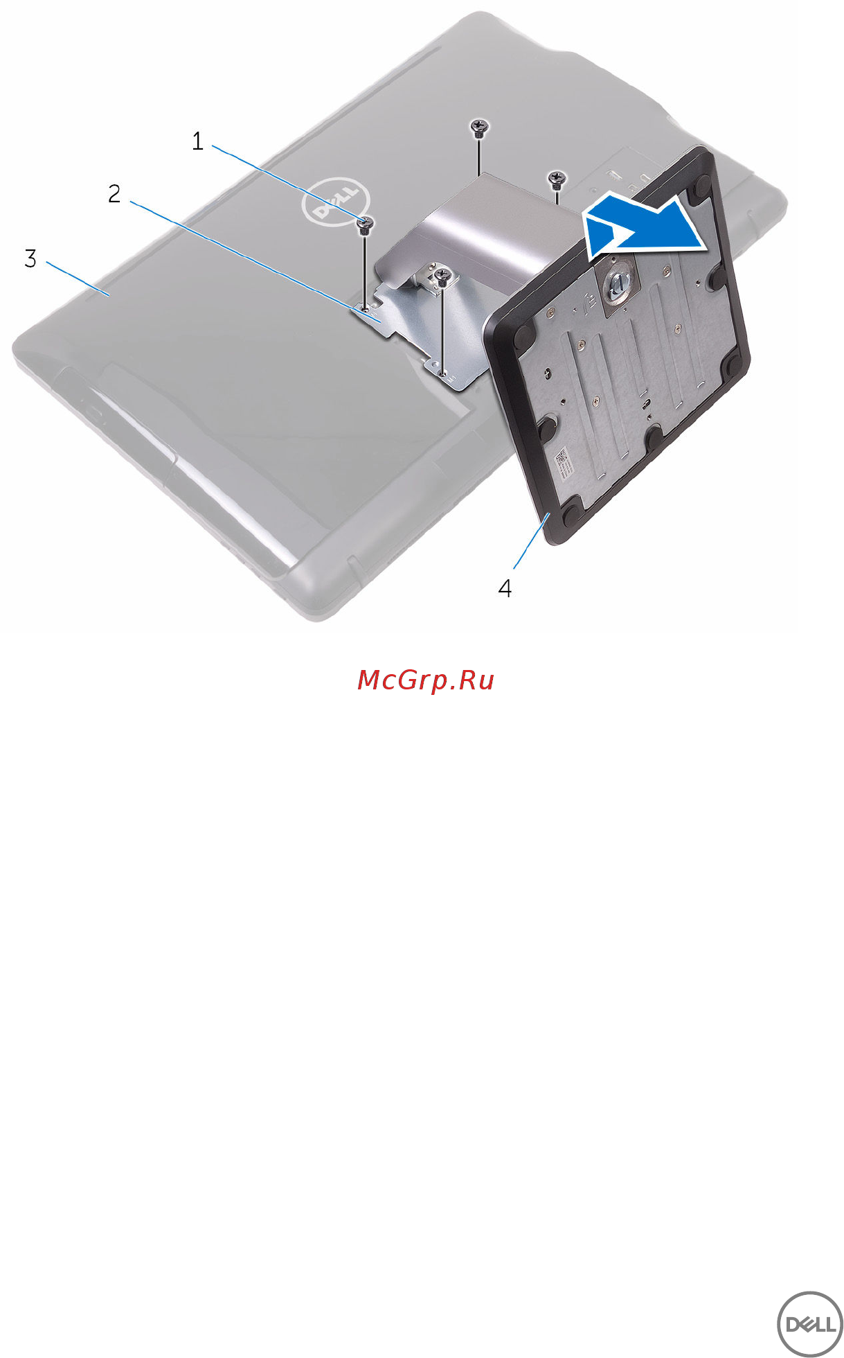 Dell Inspiron 3264-7973 [22/105] Последовательность действий для снятия подставки стойки с основания стойки
