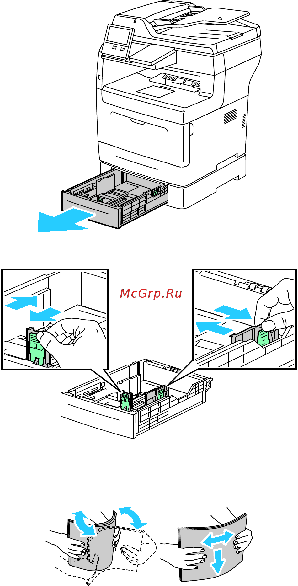 Xerox Versalink B405 [150/267] Вкладывание бумаги в лотки 1 4