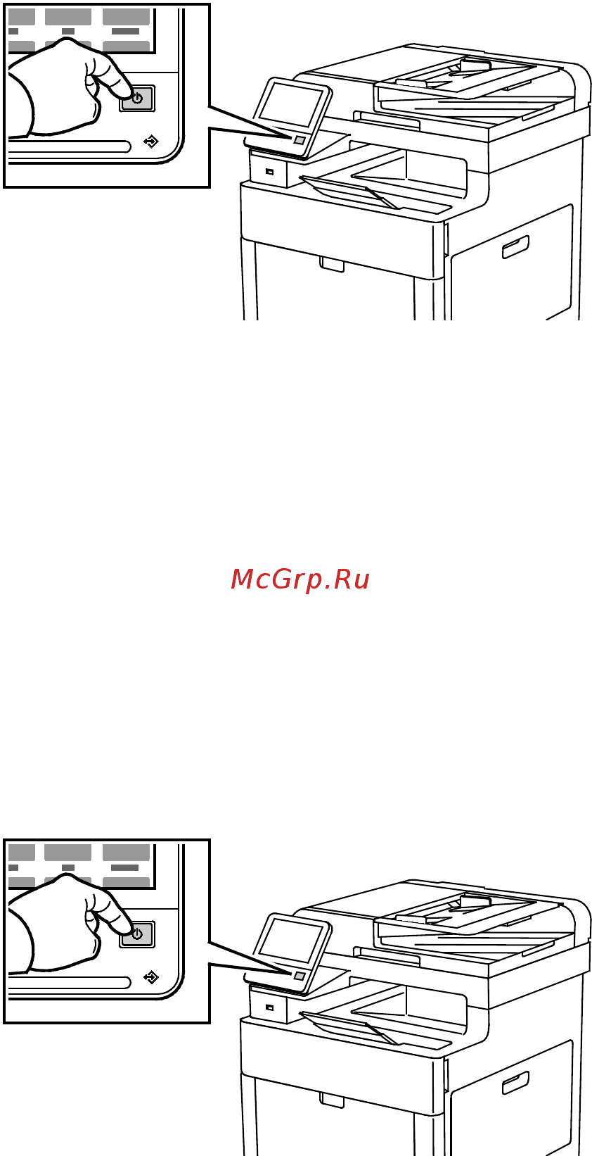 Xerox WorkCentre 6515VDNI Черный, голубой, пурпурный, желтый [51/320] Включение и отключение принтера