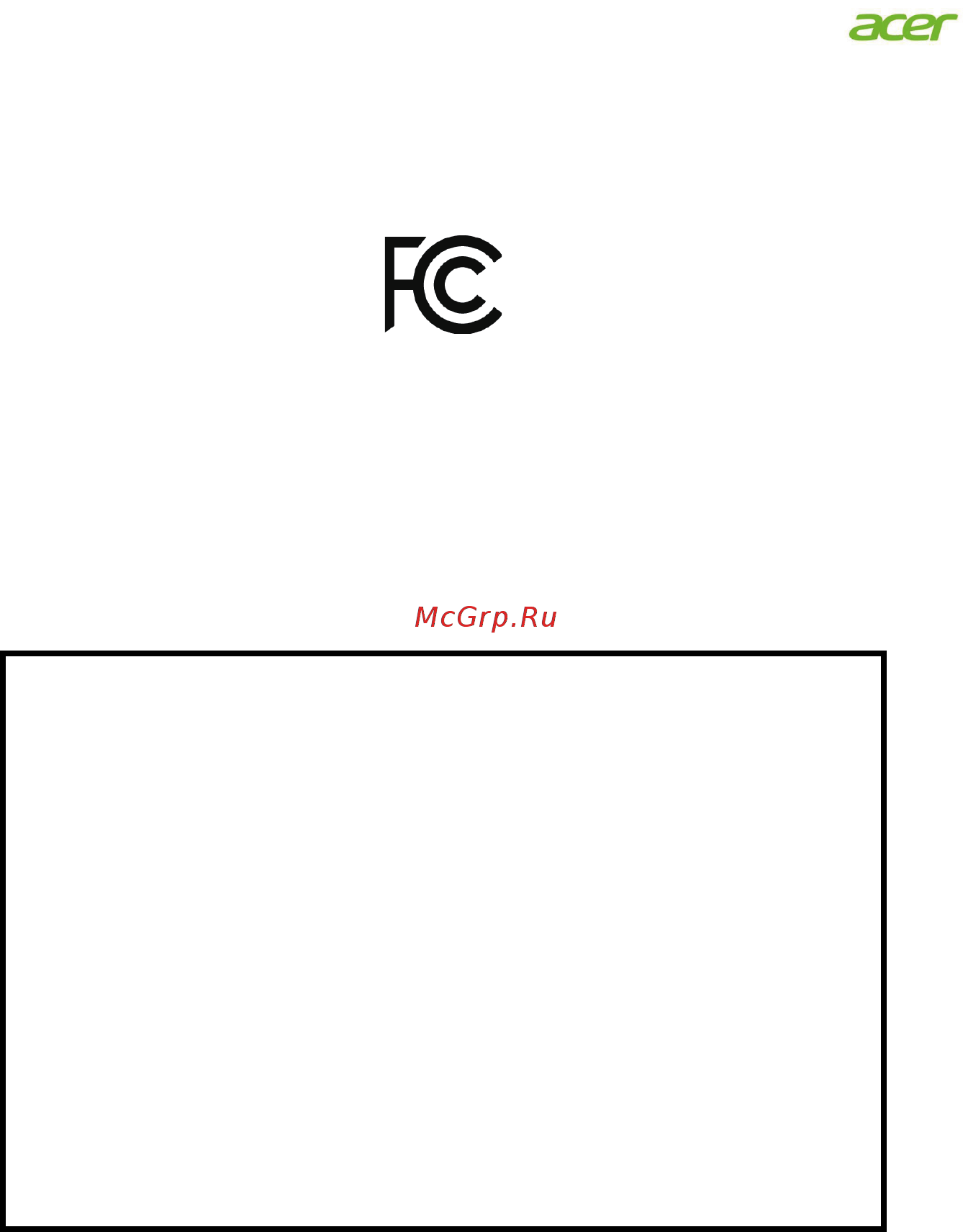 Acer CZ350CKbmiiphx [31/31] Federal communications commission declaration of conformity