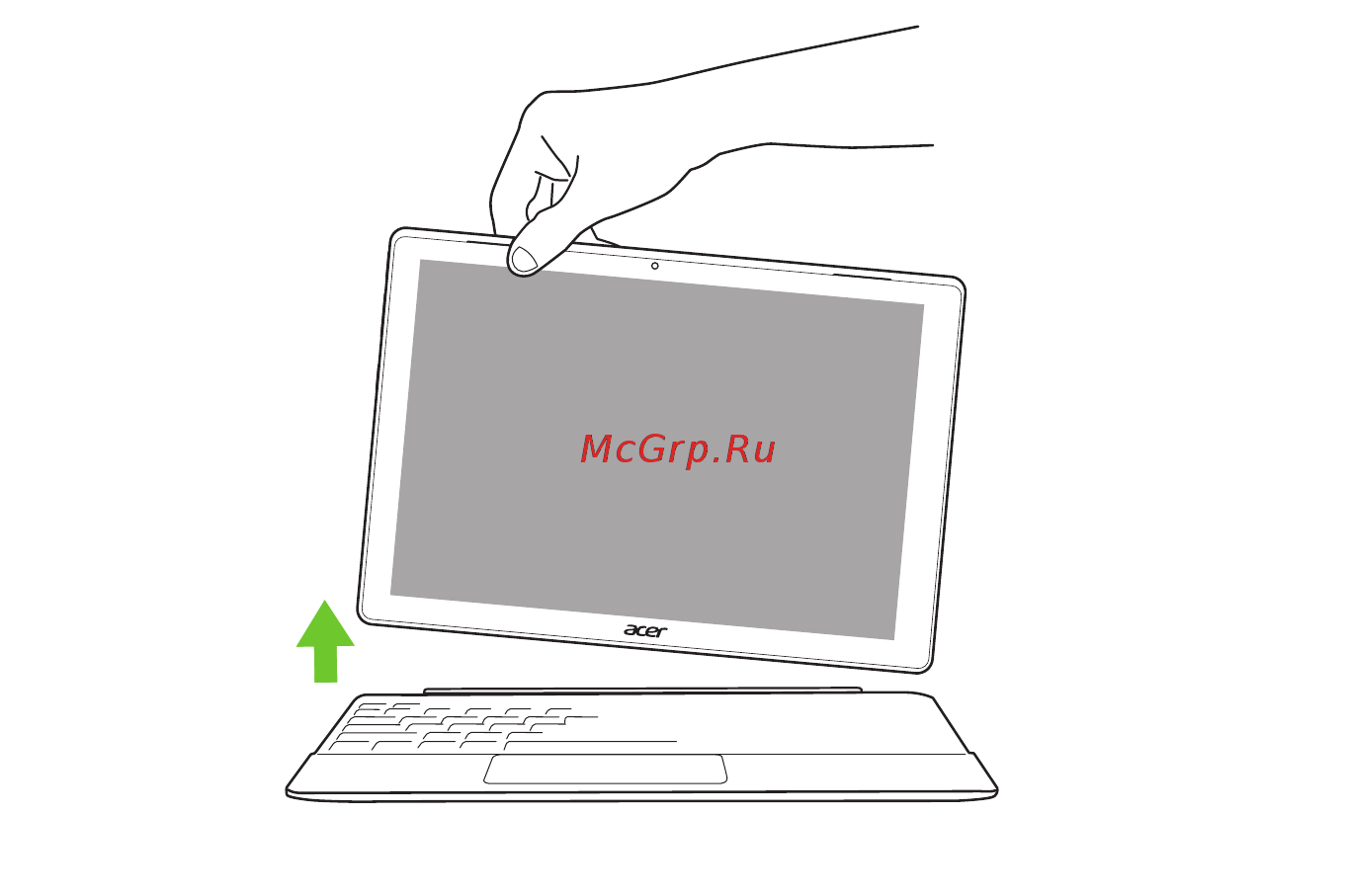 Acer SW512-52-55A4 NT.LDSER.004 [15/92] Подсоединение и отсоединение клавиатуры