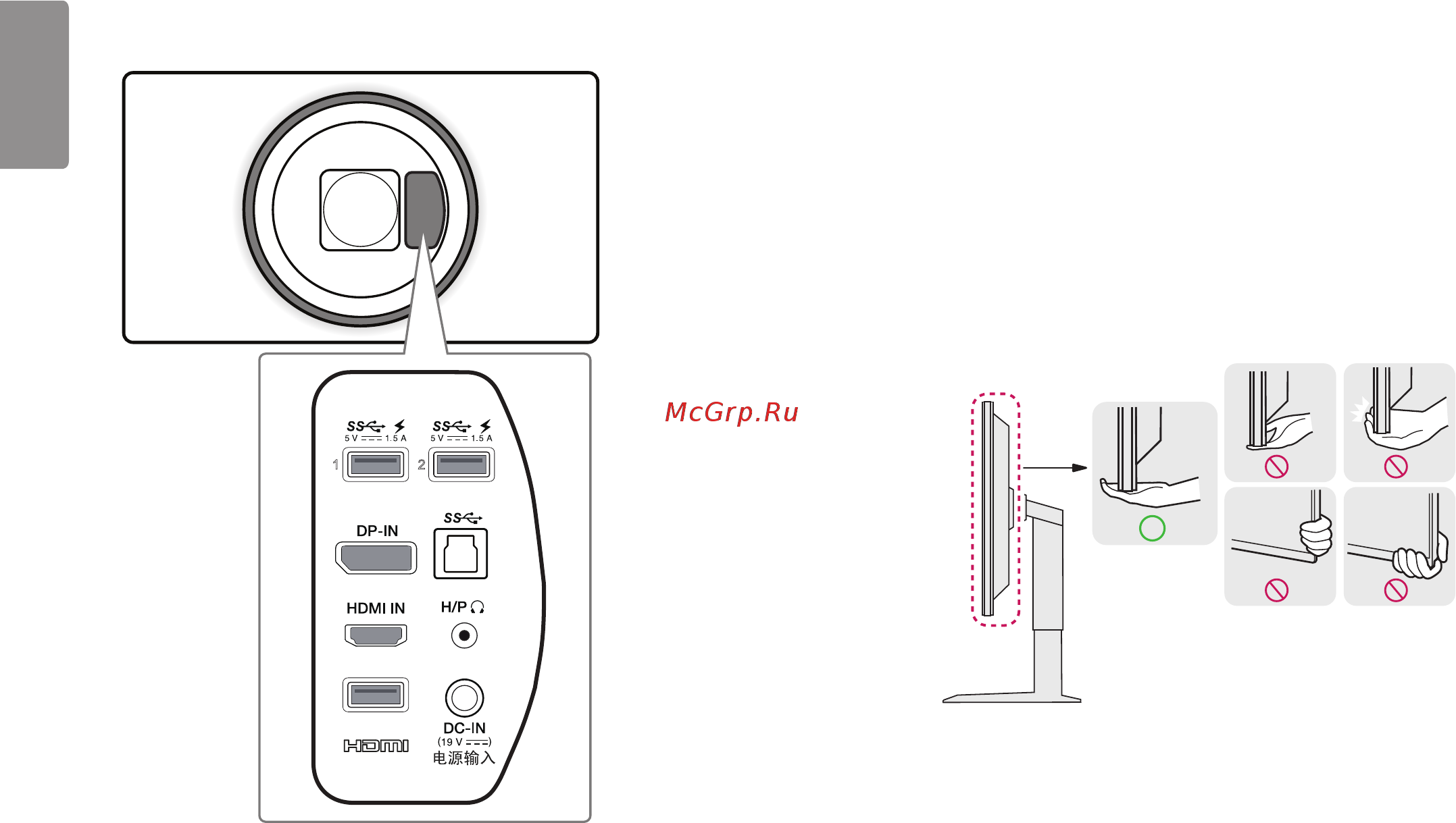 LG 32GK850G-B [8/44] Входные разъемы