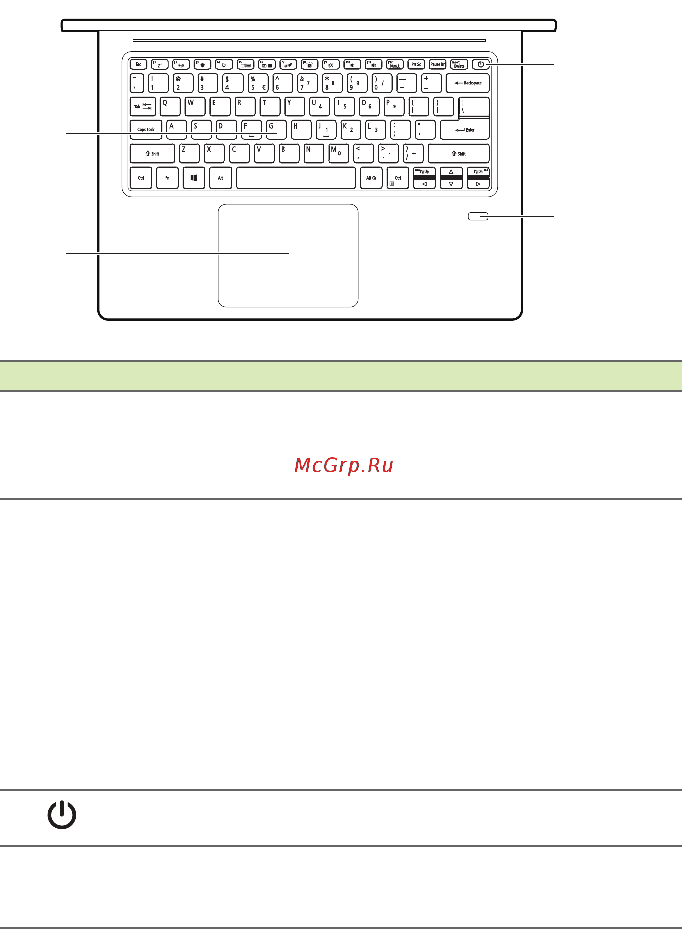 Acer Swift 3 SF314-54-35YY NX.GYGER.007 [11/87] Вид клавиатуры
