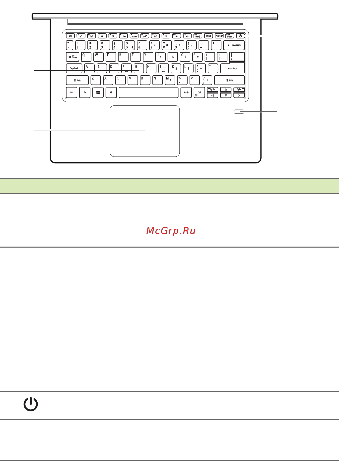 Acer Swift 1 SF114-32-P54W NX.GZLER.001 [11/87] Вид клавиатуры