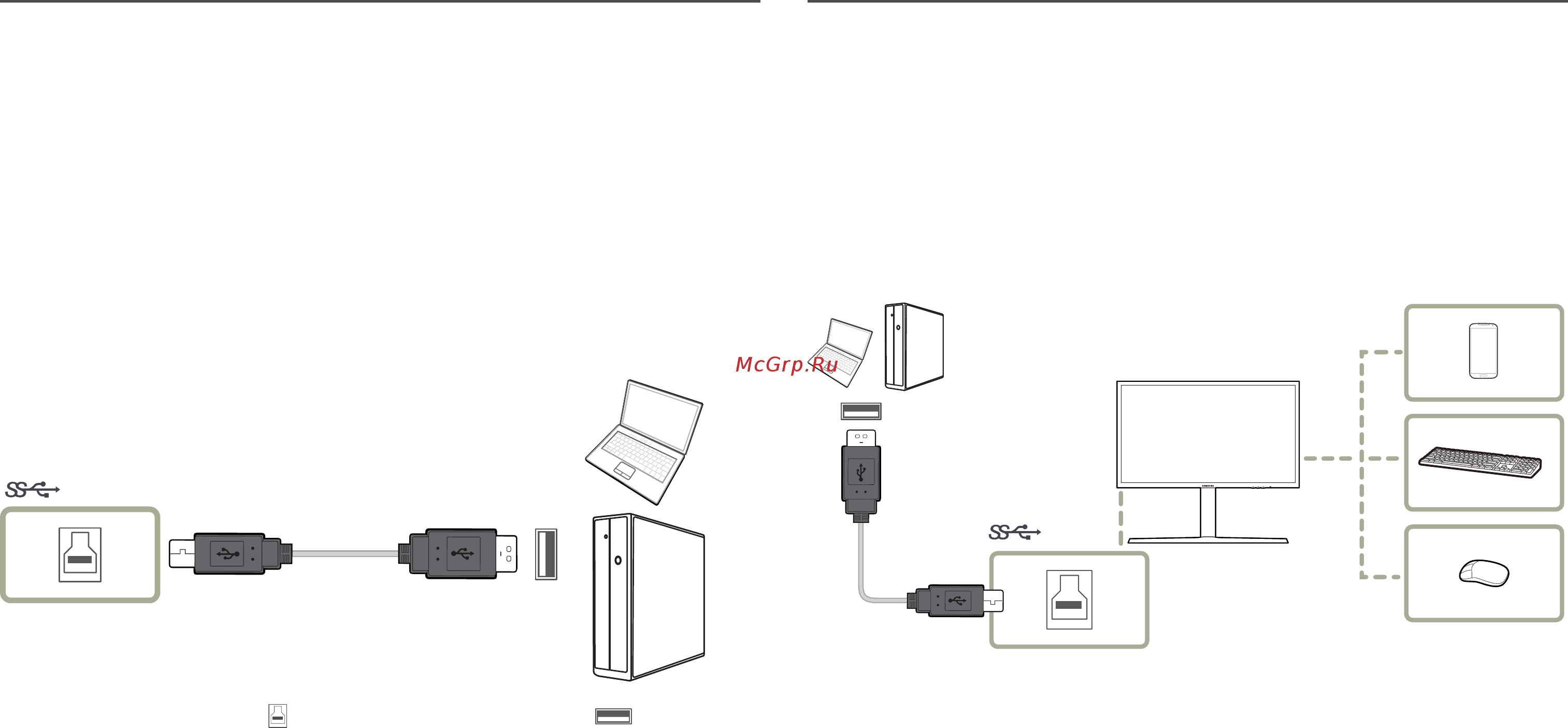 Samsung CHG70 C27HG70QQI LC27HG70QQIXCI [24/51] Подключение монитора к компьютеру в качестве usb концентратора
