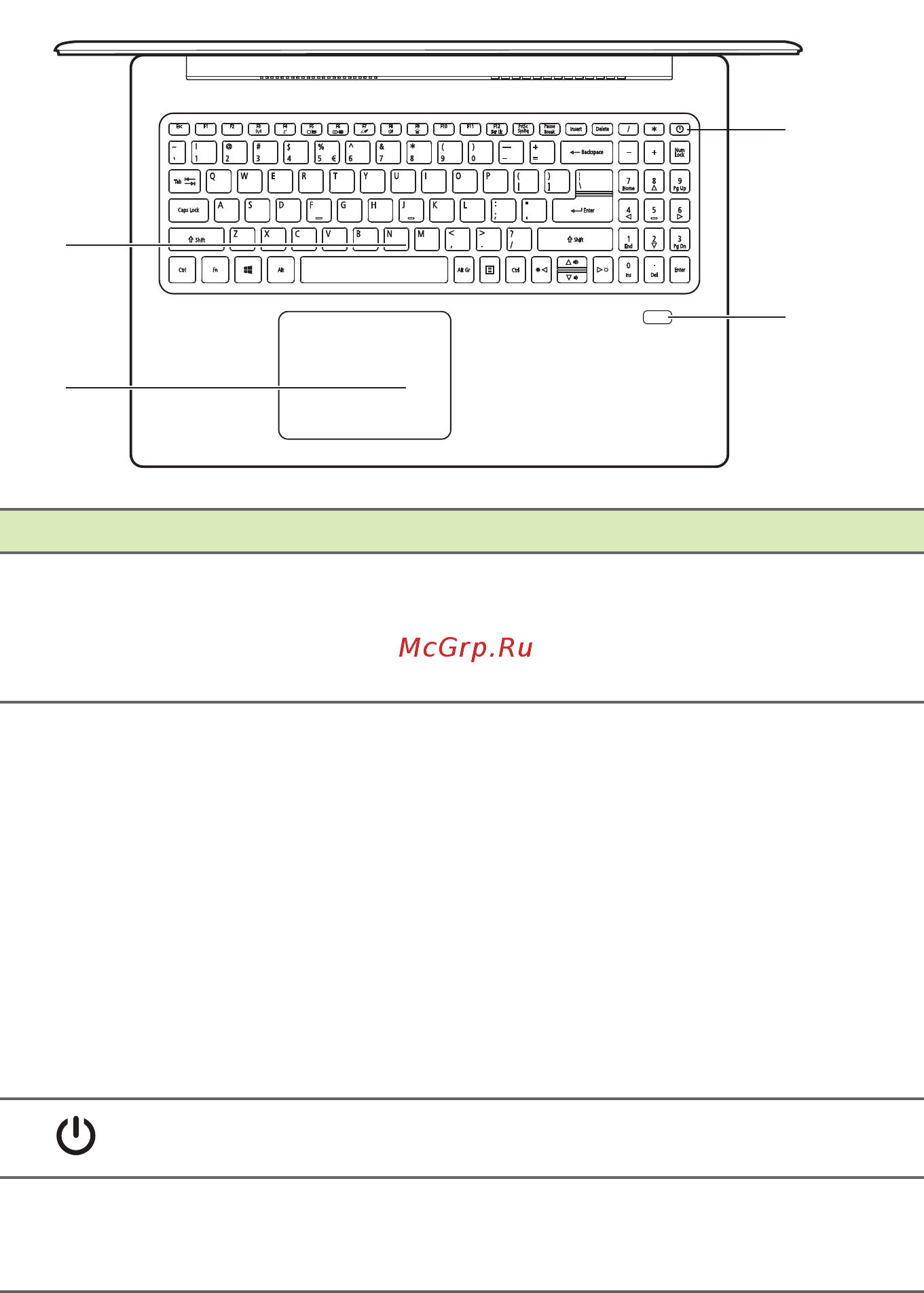 Acer Swift 3 SF315-51-55TM (NX.GQ5ER.004) [11/90] Вид клавиатуры