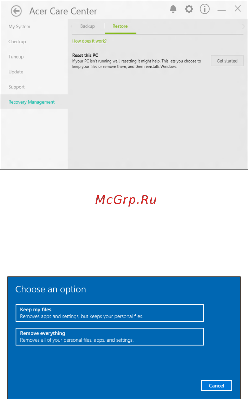 Acer Predator Helios 300 PH315-51-78CC NH.Q3FER.003 [30/95] Сбросить пк и удалить все