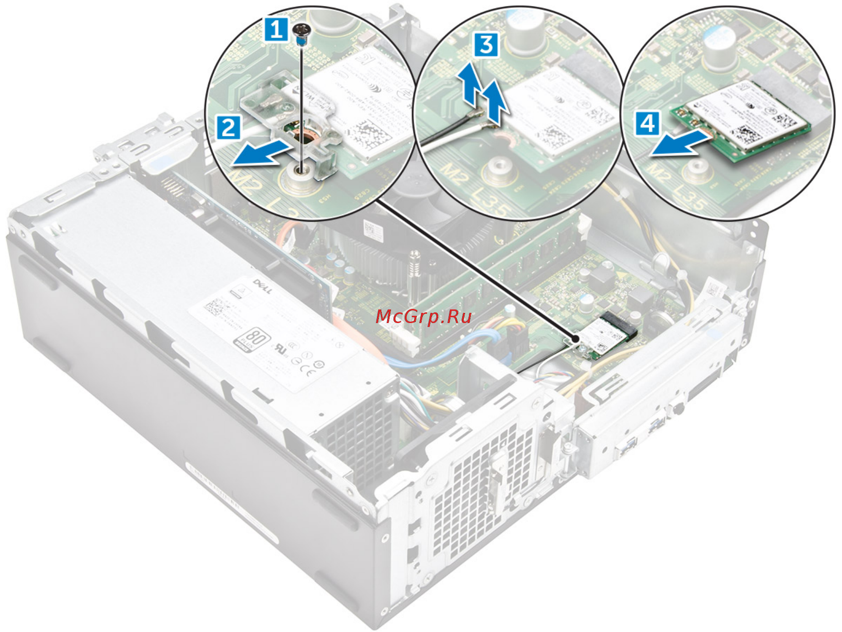 Dell Vostro 3268-4841 [15/67] Извлечение платы wlan