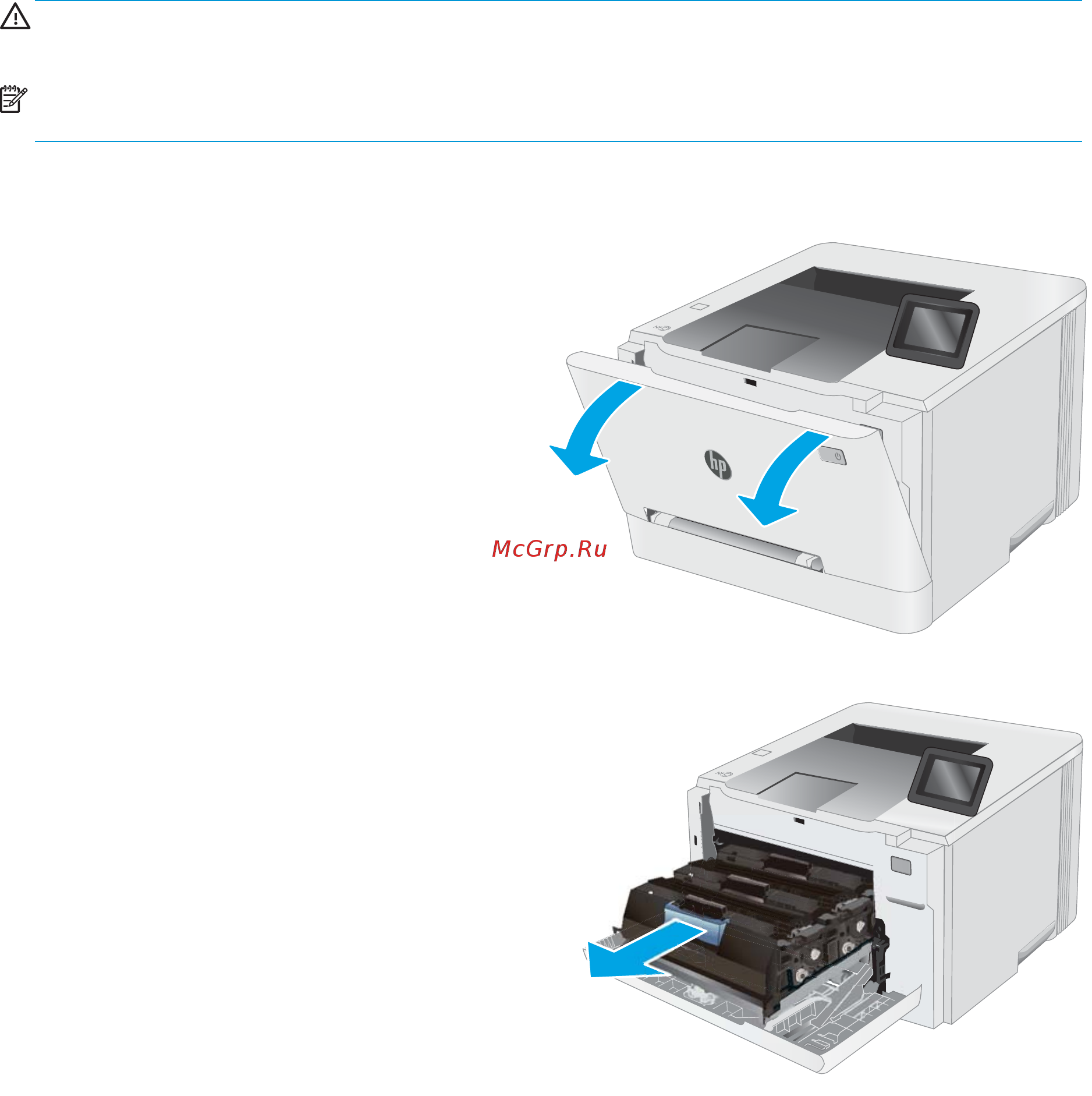 HP Color LaserJet Pro M254dw [40/132] Извлечение и замена картриджей с тонером