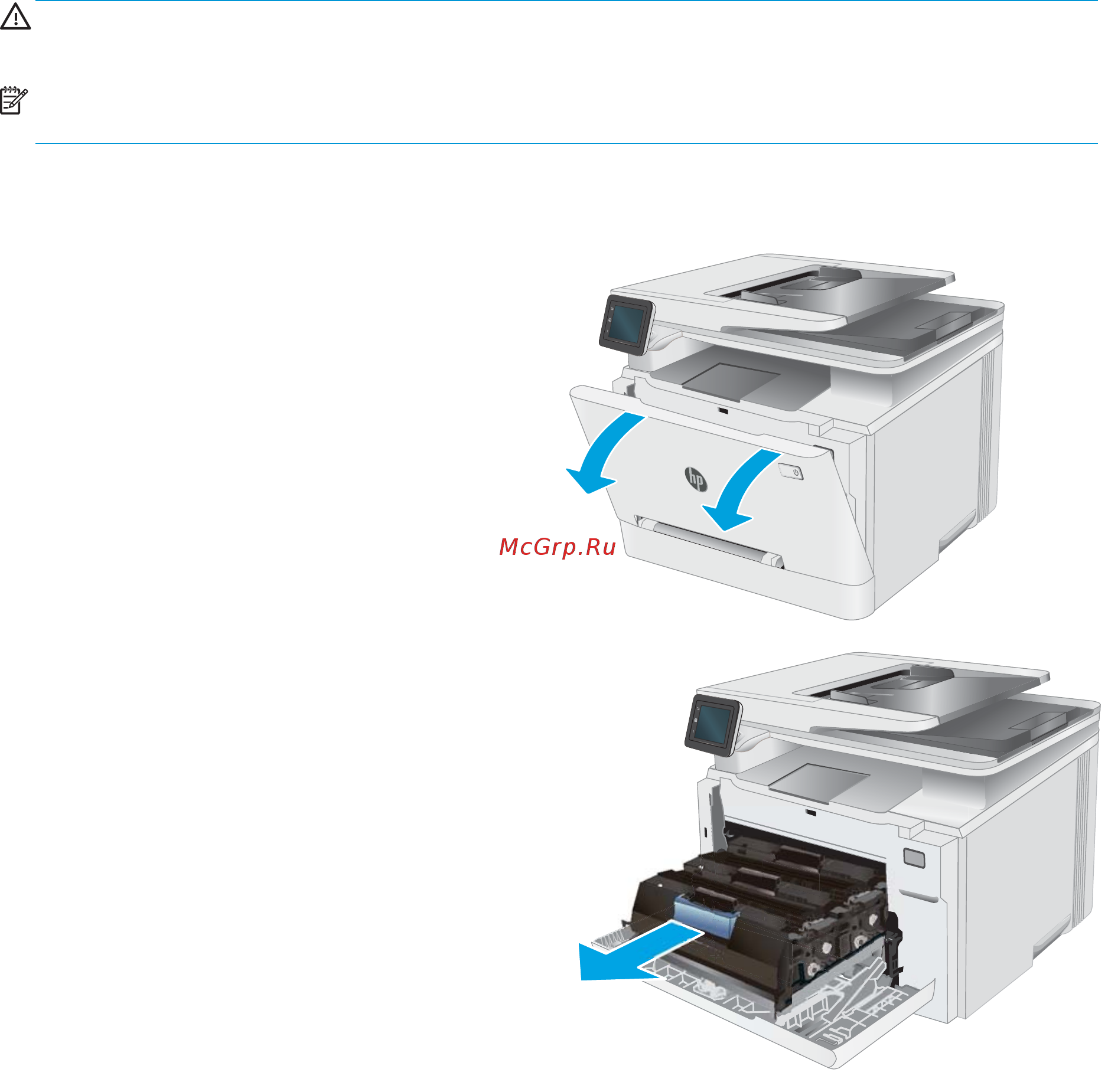 HP Color LaserJet Pro MFP M281fdn [42/174] Извлечение и замена картриджей с тонером