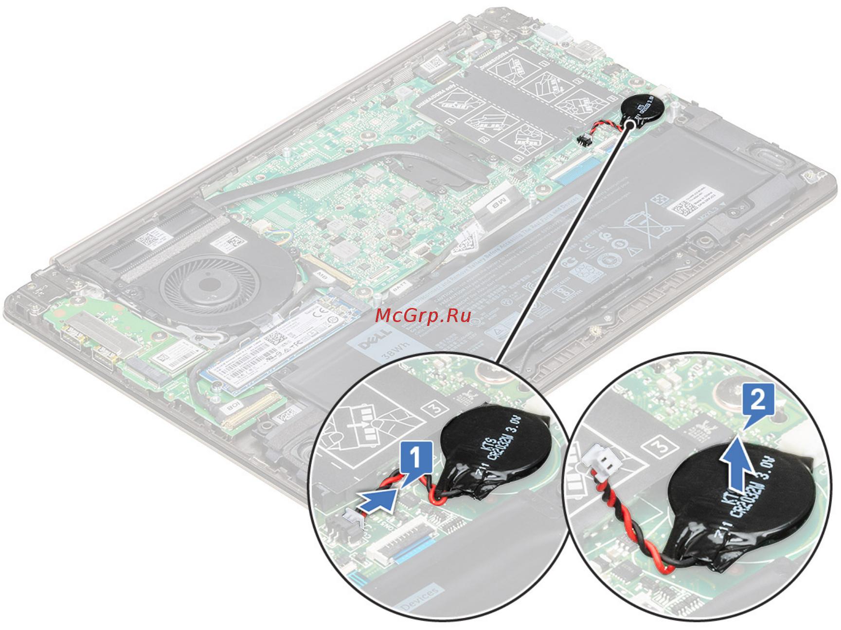 Dell Vostro 5370-7994 [15/80] Установка батарейки типа таблетка