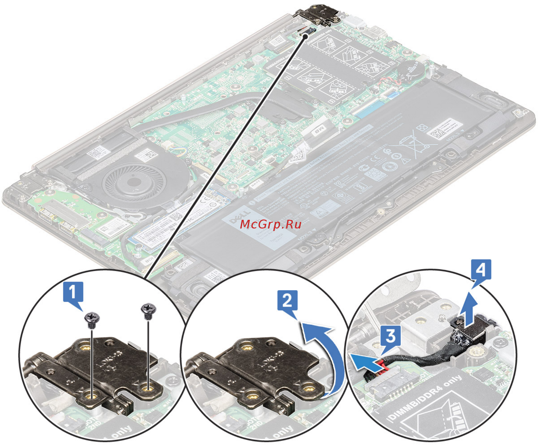 Dell Vostro 5370-7994 [35/80] Установка гнезда питания постоянным током