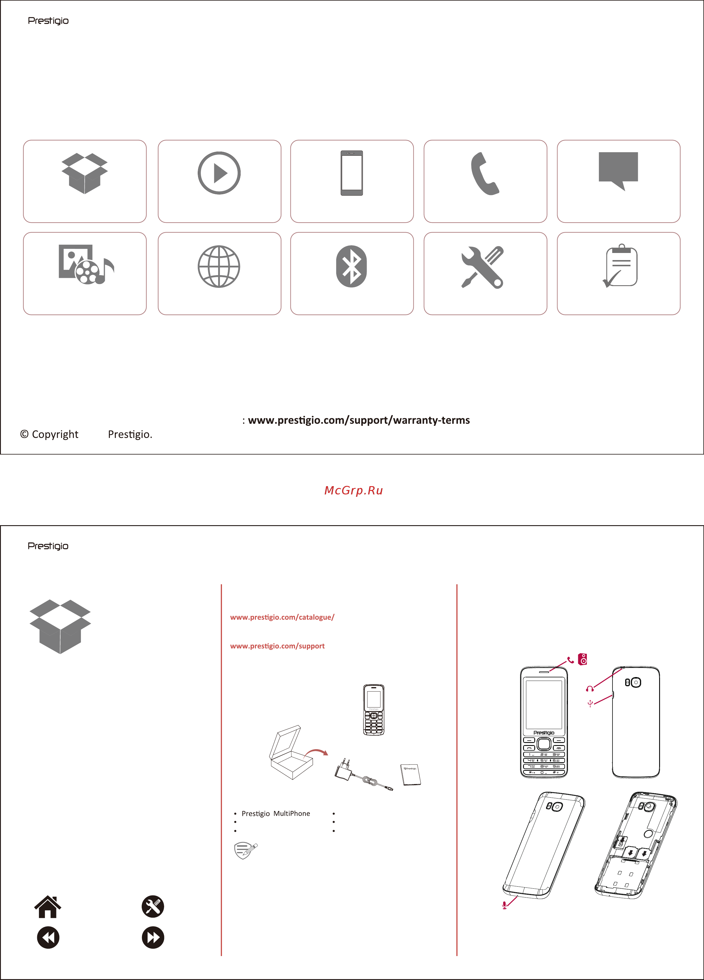Prestigio Grace A1 Duo Red (PFP1281) Инструкция по эксплуатации онлайн