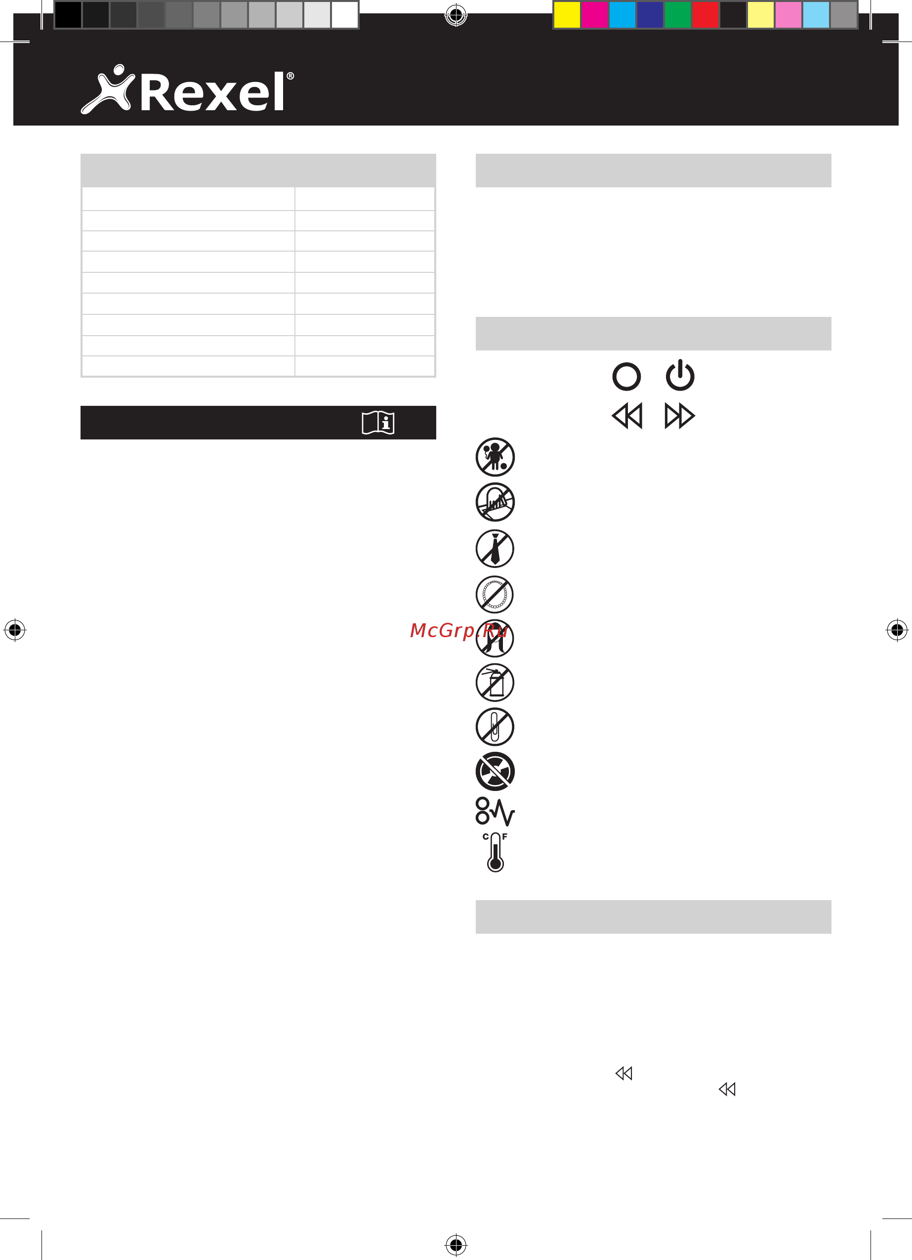 Rexel REM820 [14/46] Datos técnicos
