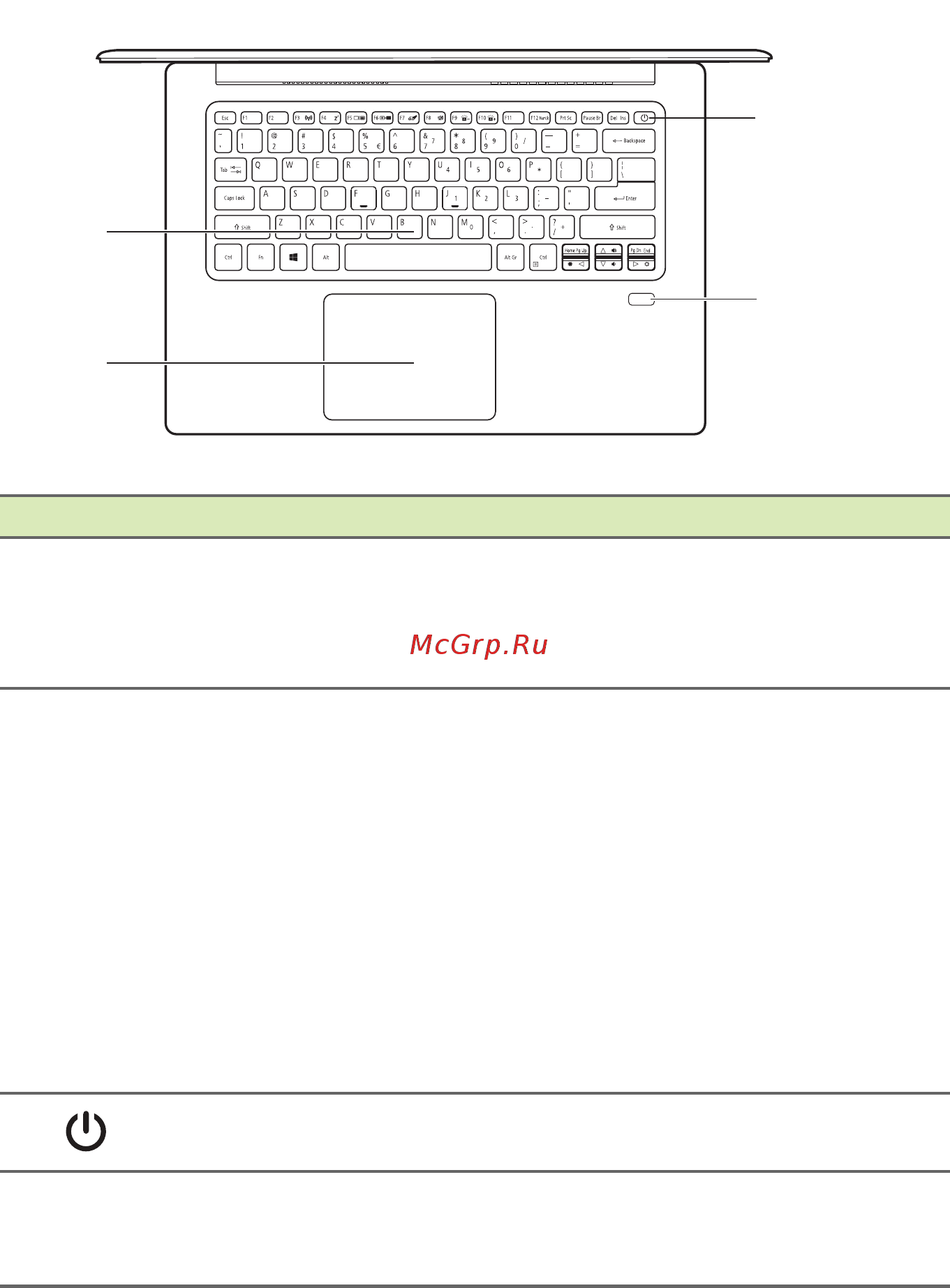 Acer Swift 3 SF314-52G NX.GQUER.003 [11/91] Вид клавиатуры