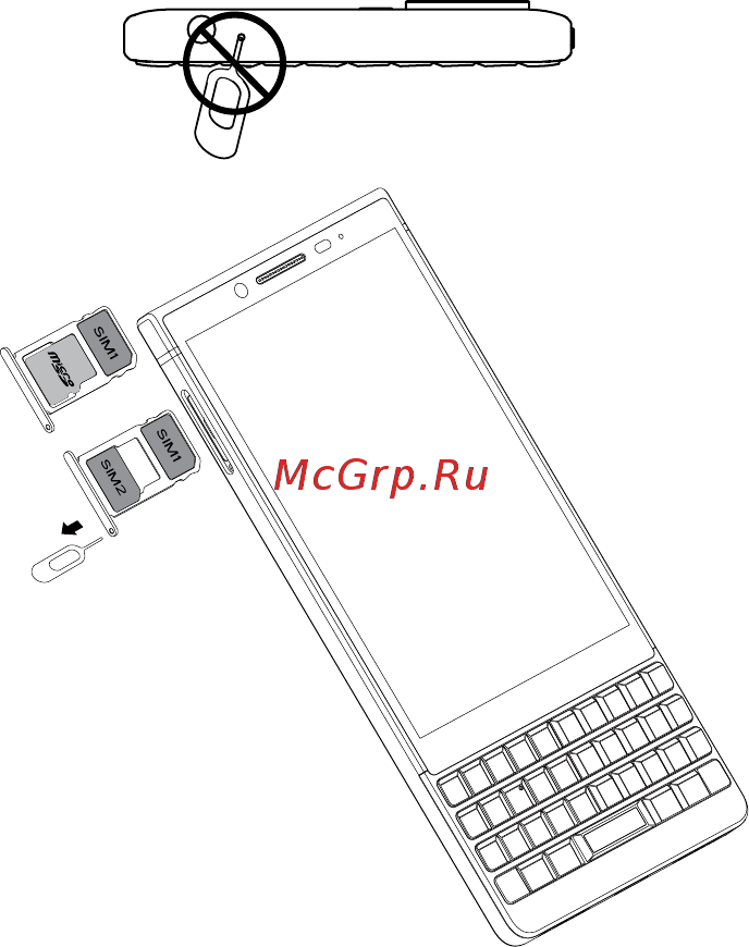 Blackberry KeyTwo Black (BBF100-6) [3/14] Установка или извлечение sim карты