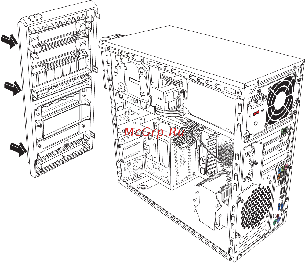 HP Pavilion tx1320er [204/226] Возвращение на место передней панели