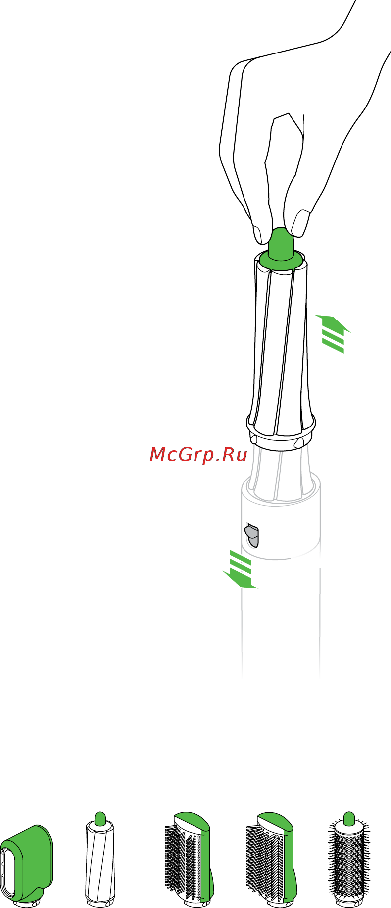 Dyson HS01 Airwrap Volume + Shape [12/17] Будьте осторожны при обращении с нагретыми насадками