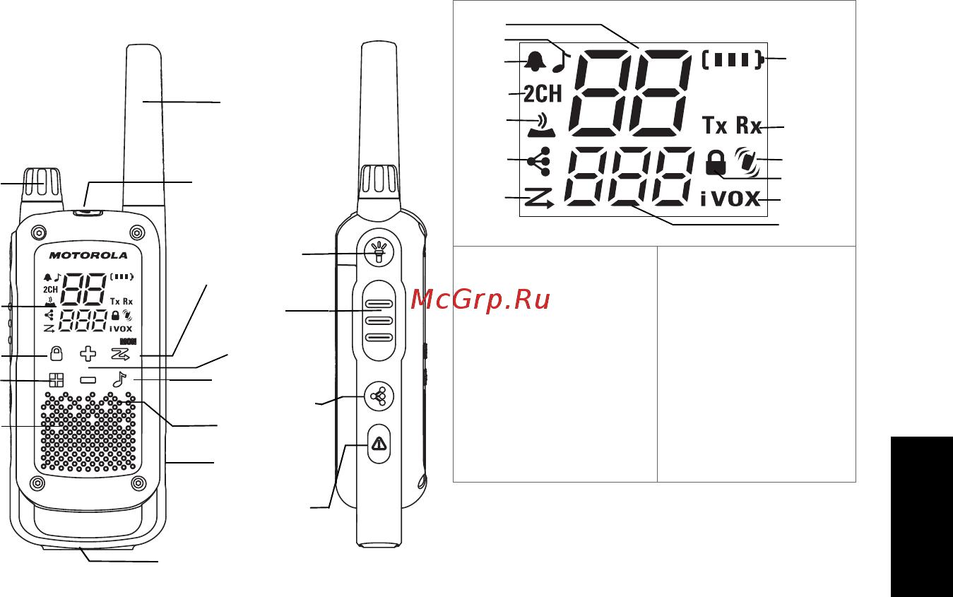 Motorola Talkabout T82 Red/Black (2 штуки) [4/14] Элементы управления и дисплей радиостанции