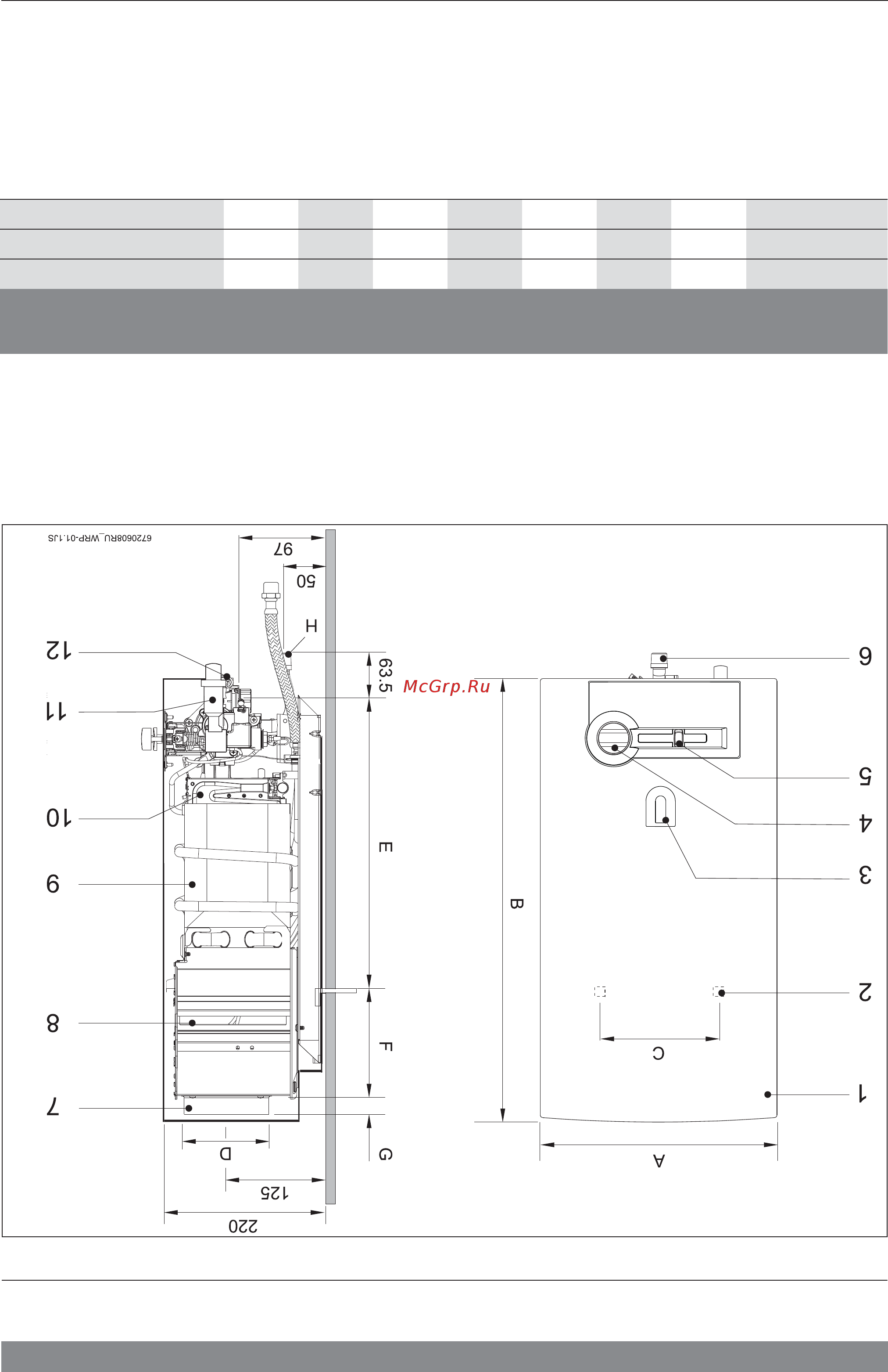 Bosch WR 13-2P [44/48] Габарити