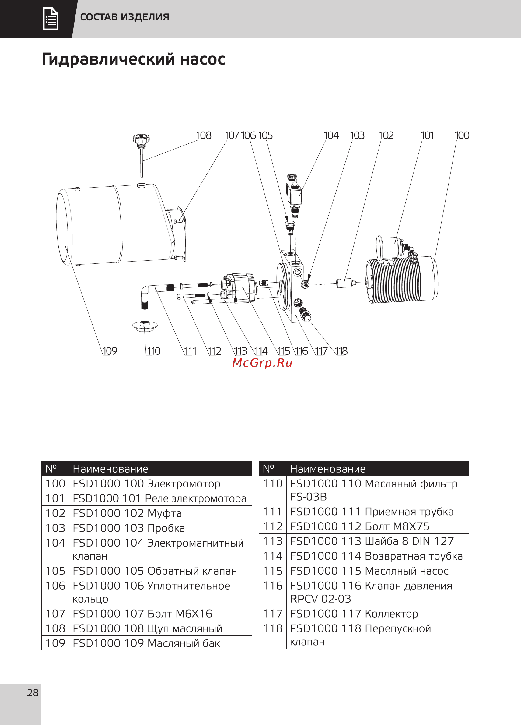 Grost FSD 8.1000 [30/36] Гидравлический насос