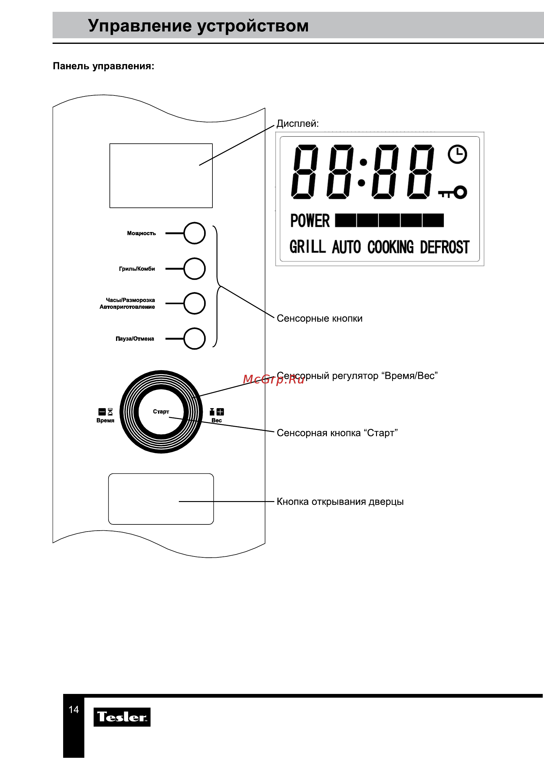 Tesler MEB-2590W [14/23] Управление устройством