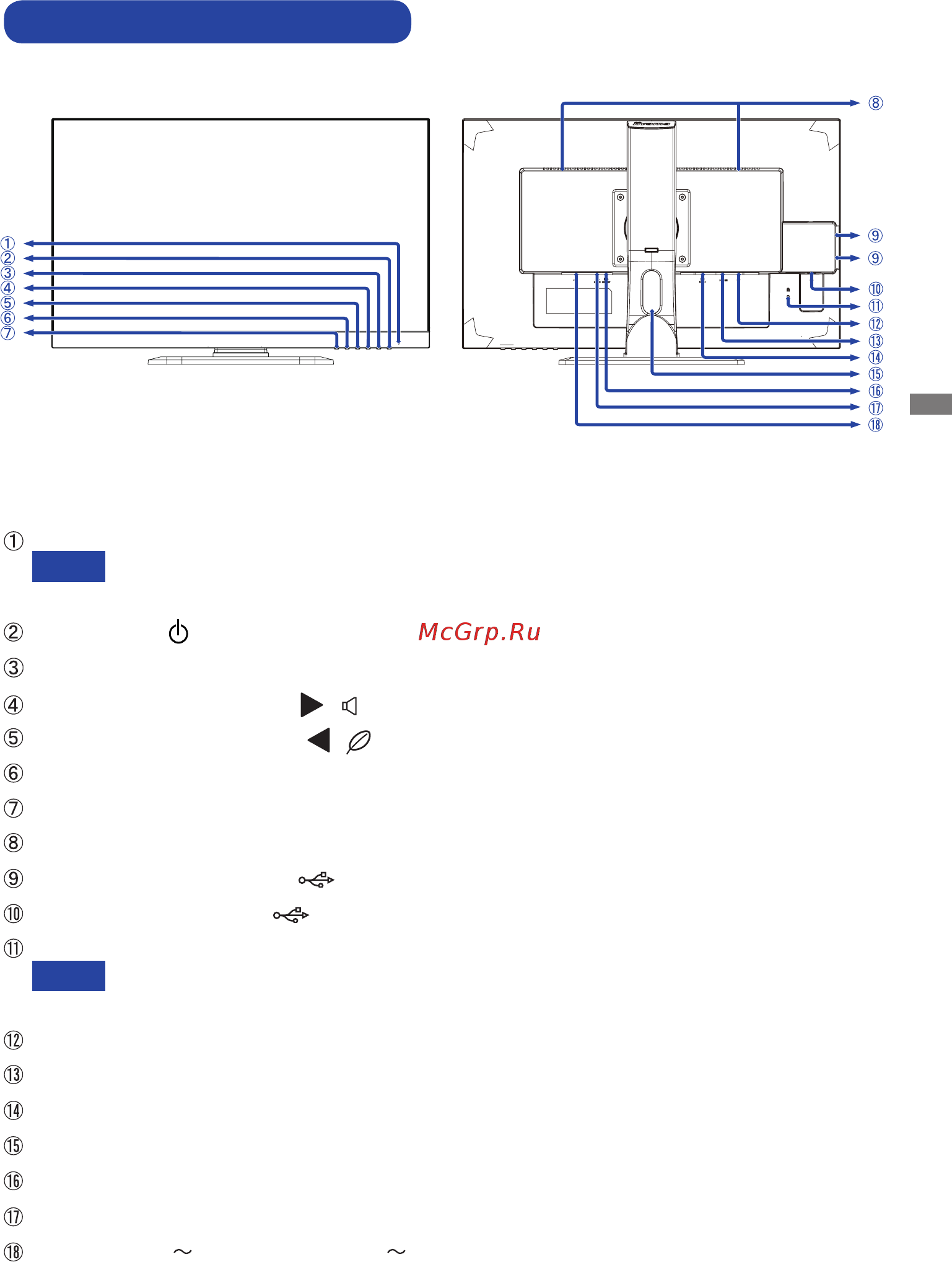 Iiyama GB2730QSU-B1 [12/28] Controls and connectors