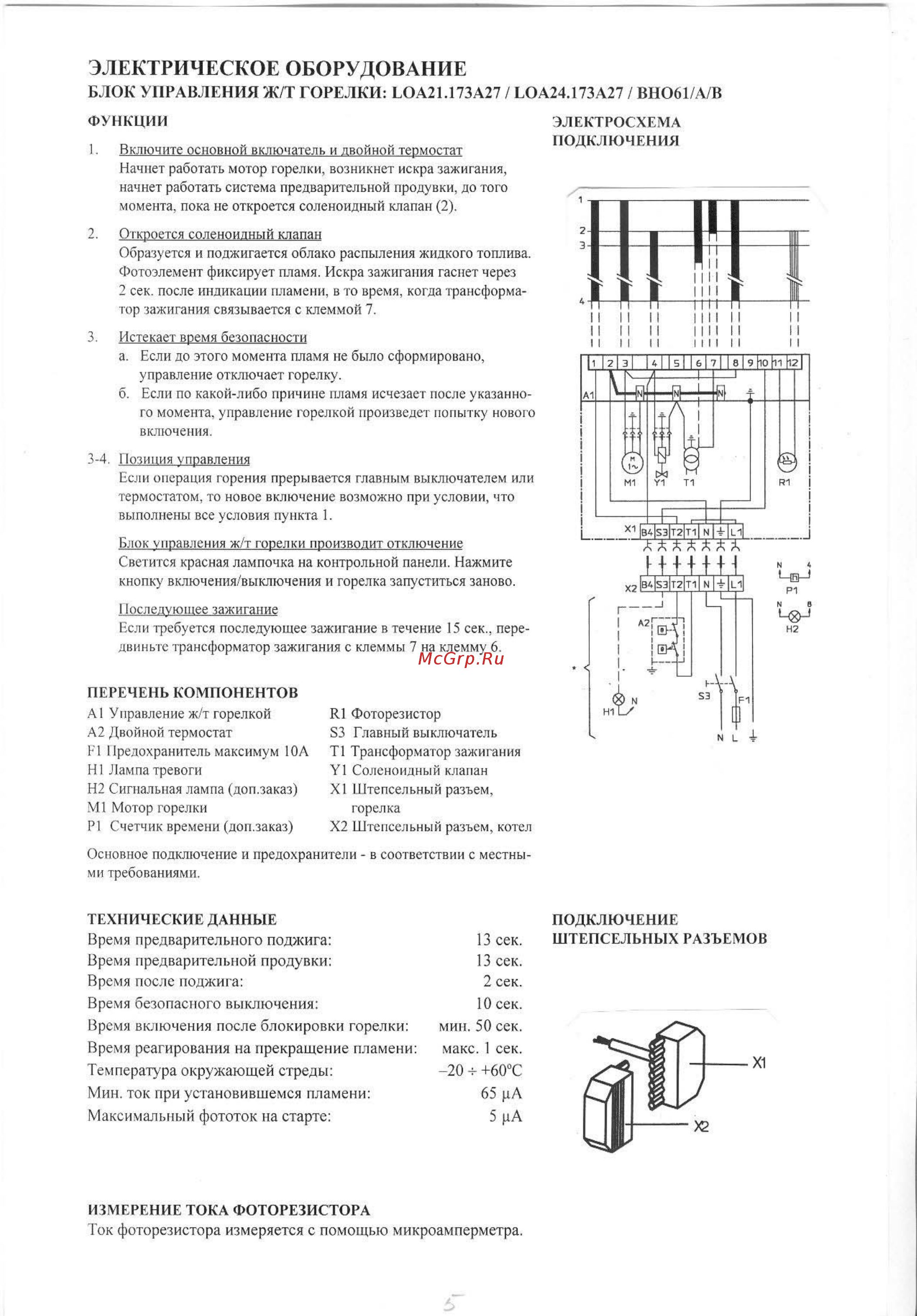 Bentone ST 120 KA [5/12] Блок управления ж т горелки еоа21 73а27 еоа24 73а27 вно61 а в