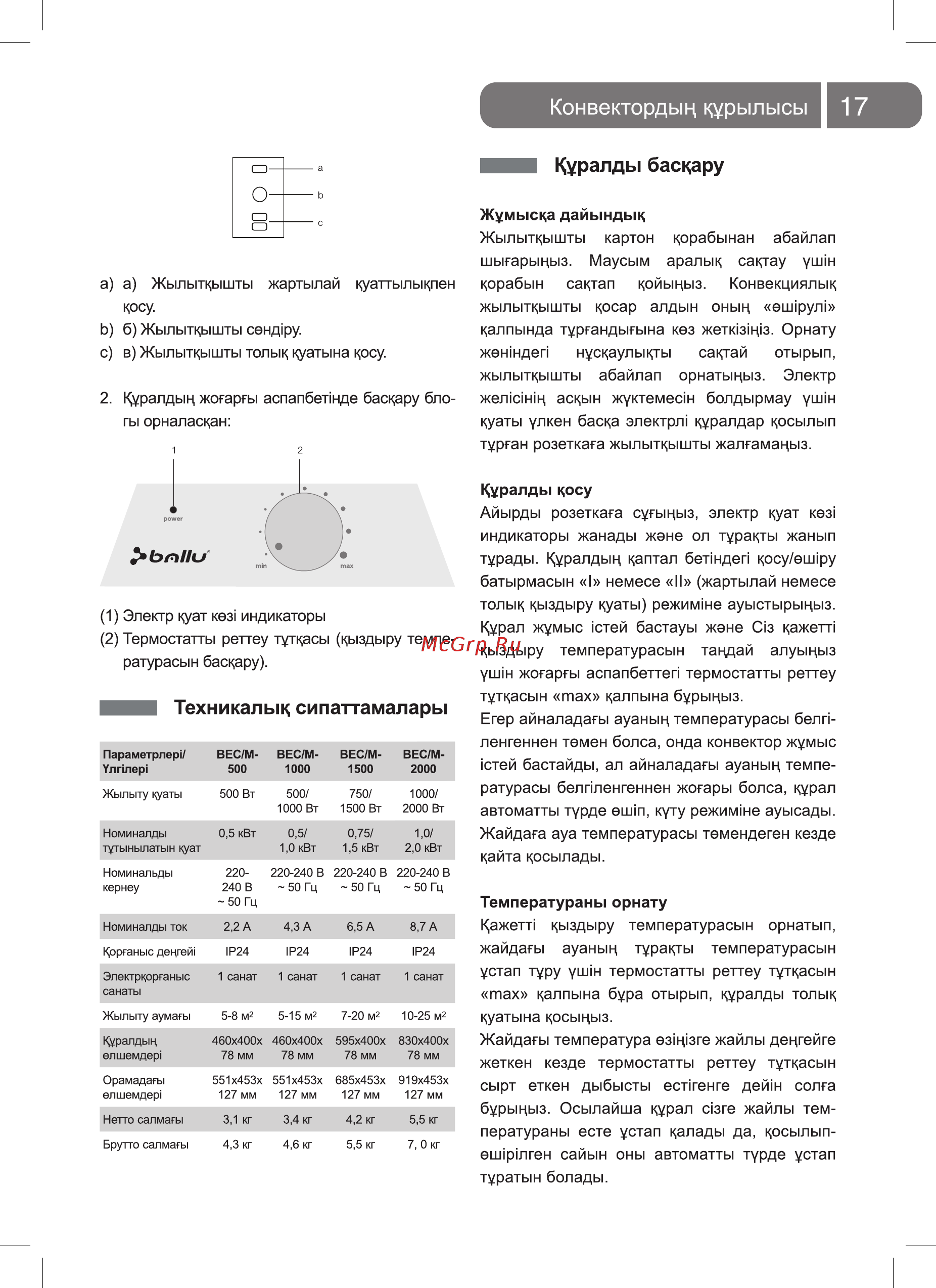 Ballu Camino Mechanic BEC/M-2000 [17/24] Конвектордыц курылысы