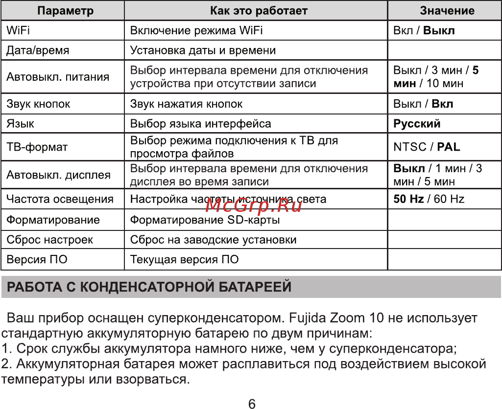Fujida Zoom 10 WiFi [6/16] Работа с конденсаторной батареей