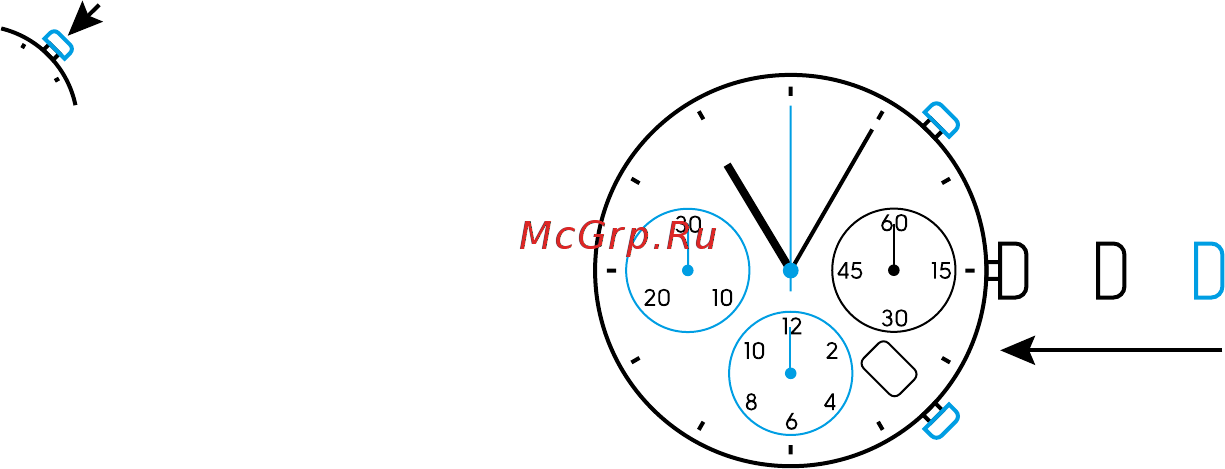 SOKOLOV 238.01.00.000.10.04.2 [60/67] Den minuten zähler des chronographen auf die position 30 des kleinen zifferblattes setzen