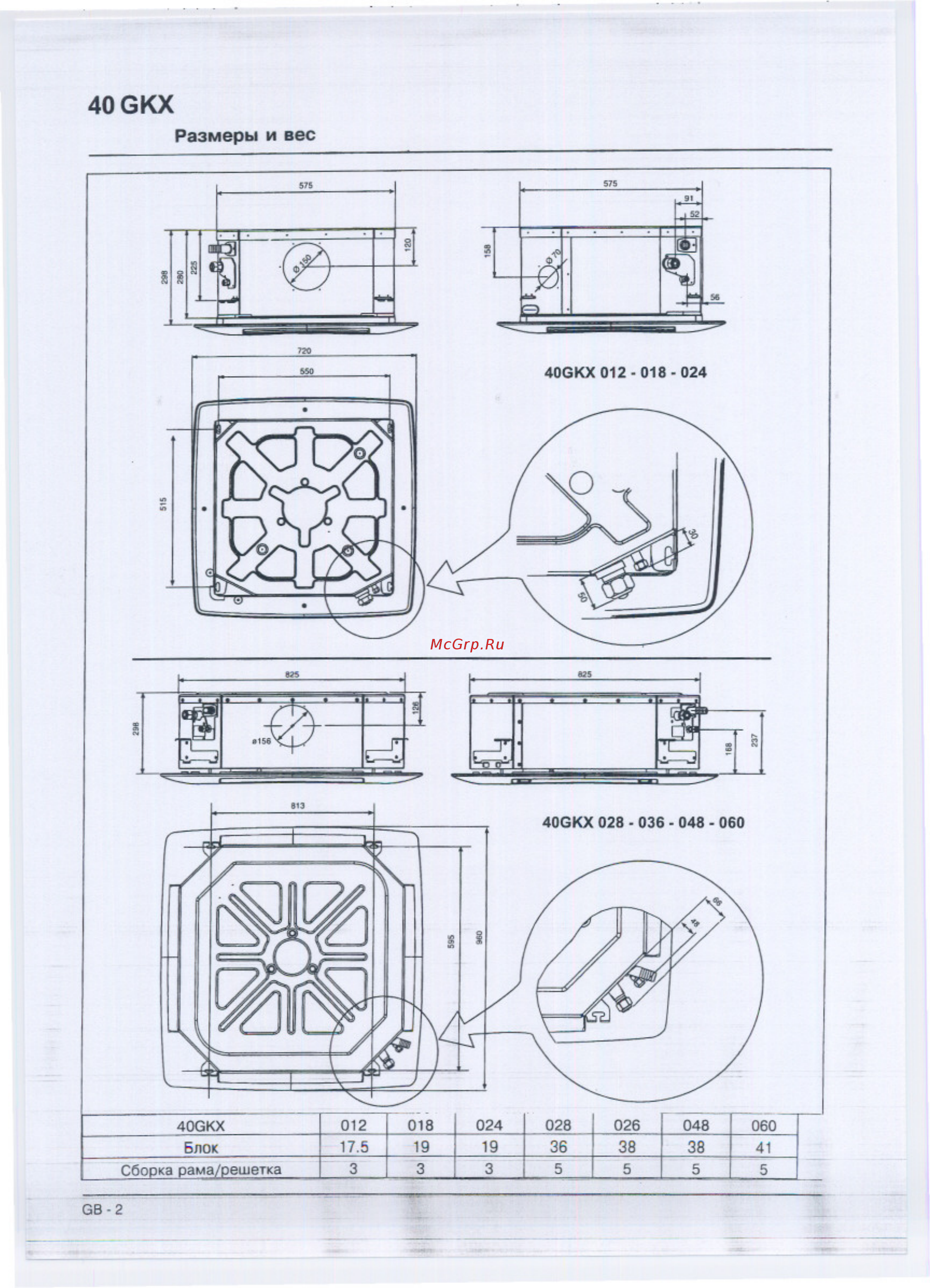 Carrier 40GKX124W [3/20] Размеры и вес