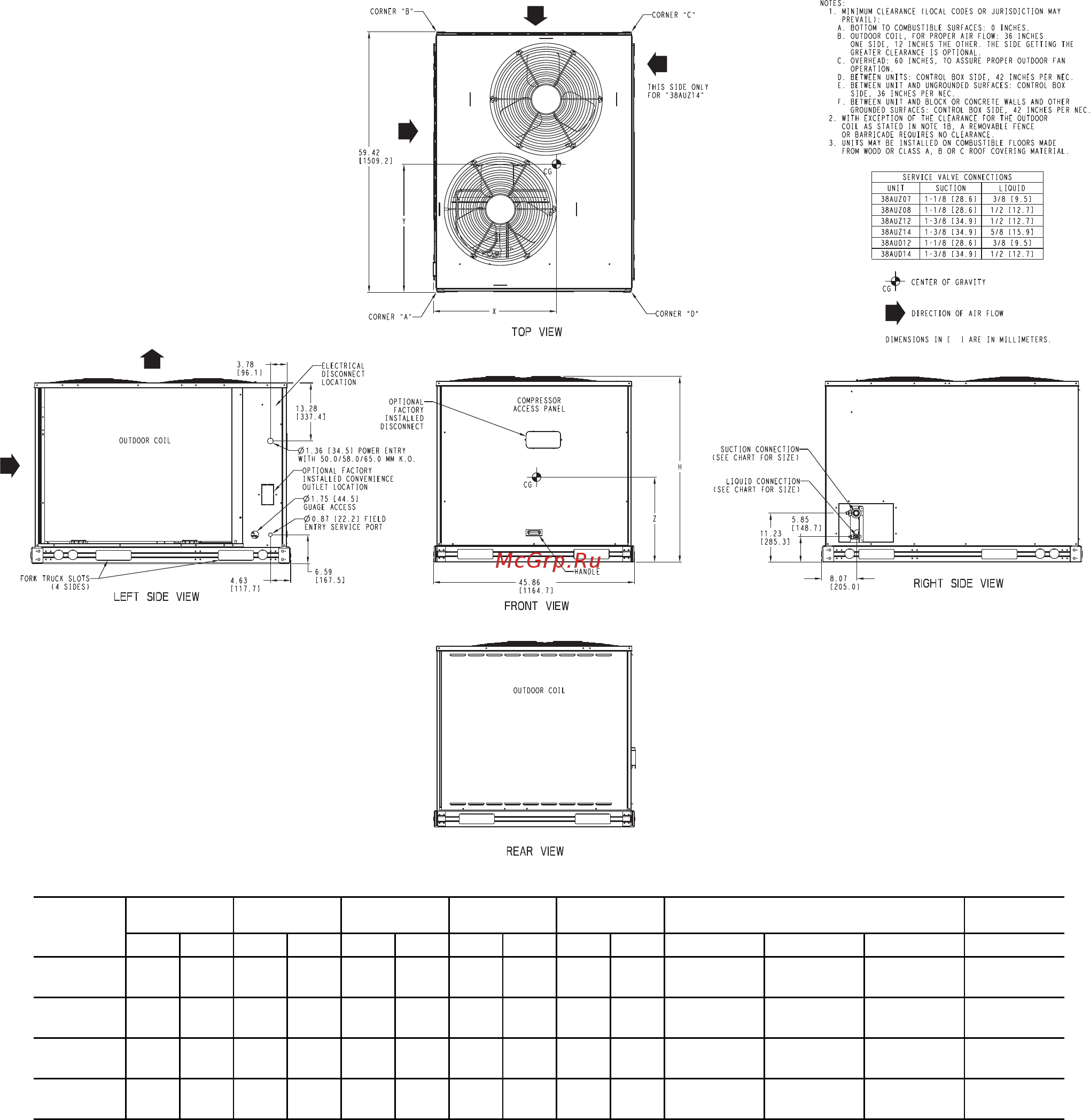 Carrier 38AUZA14 [3/40] Fig 1 38au 07 14 unit dimensions