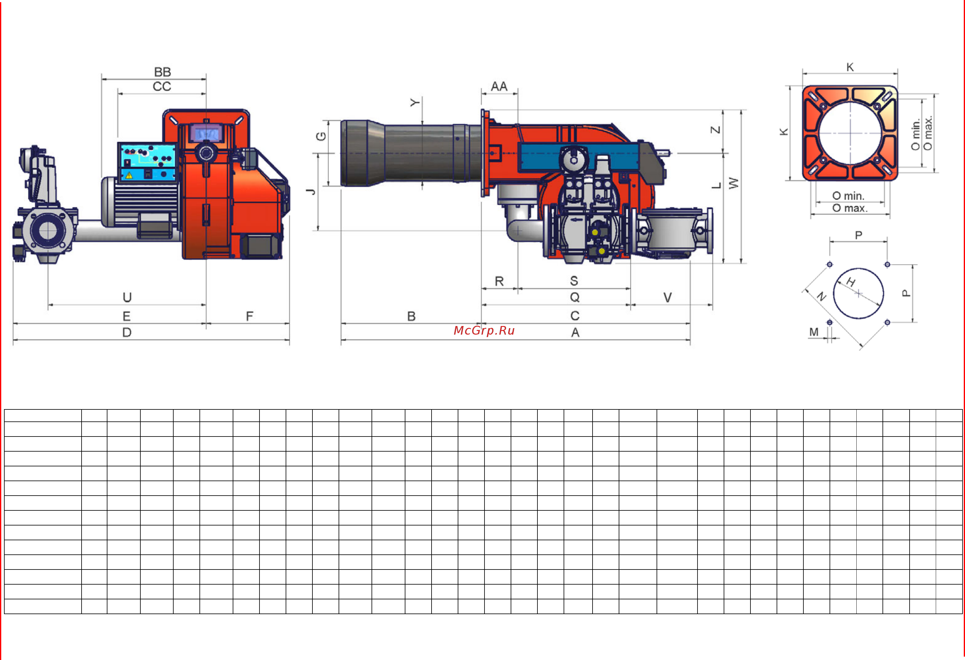 CIB Unigas Tecnopress P61 M-.MD.L.RU.A.1.40.ES [8/44] Габаритные размеры в мм