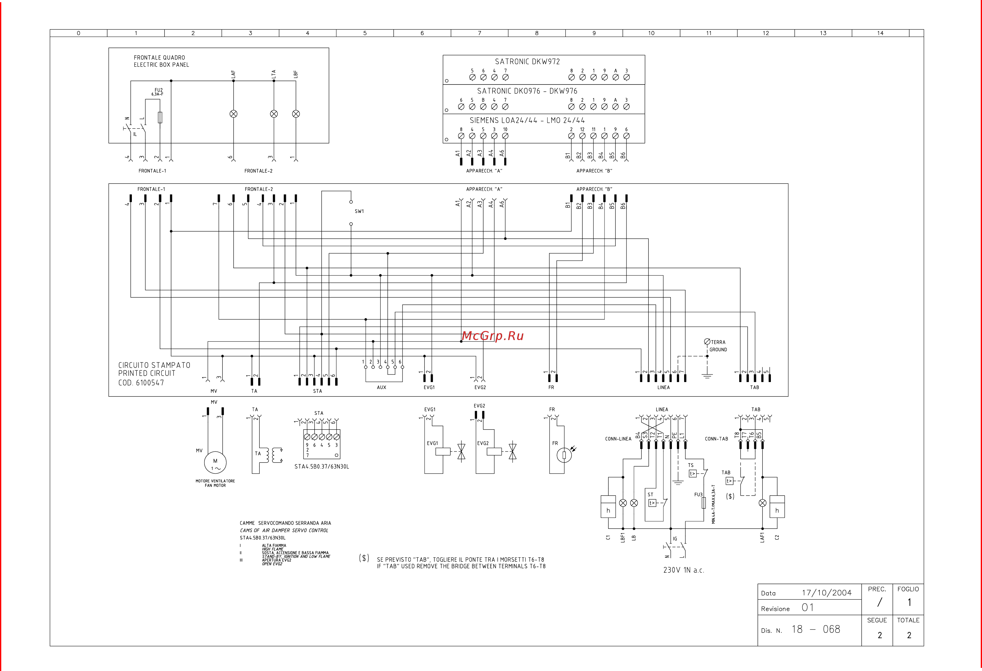 CIB Unigas Idea LO200 G-.AB.S.RU.A [25/40] Электросхема 18 068 1 горелки двухступенчатые