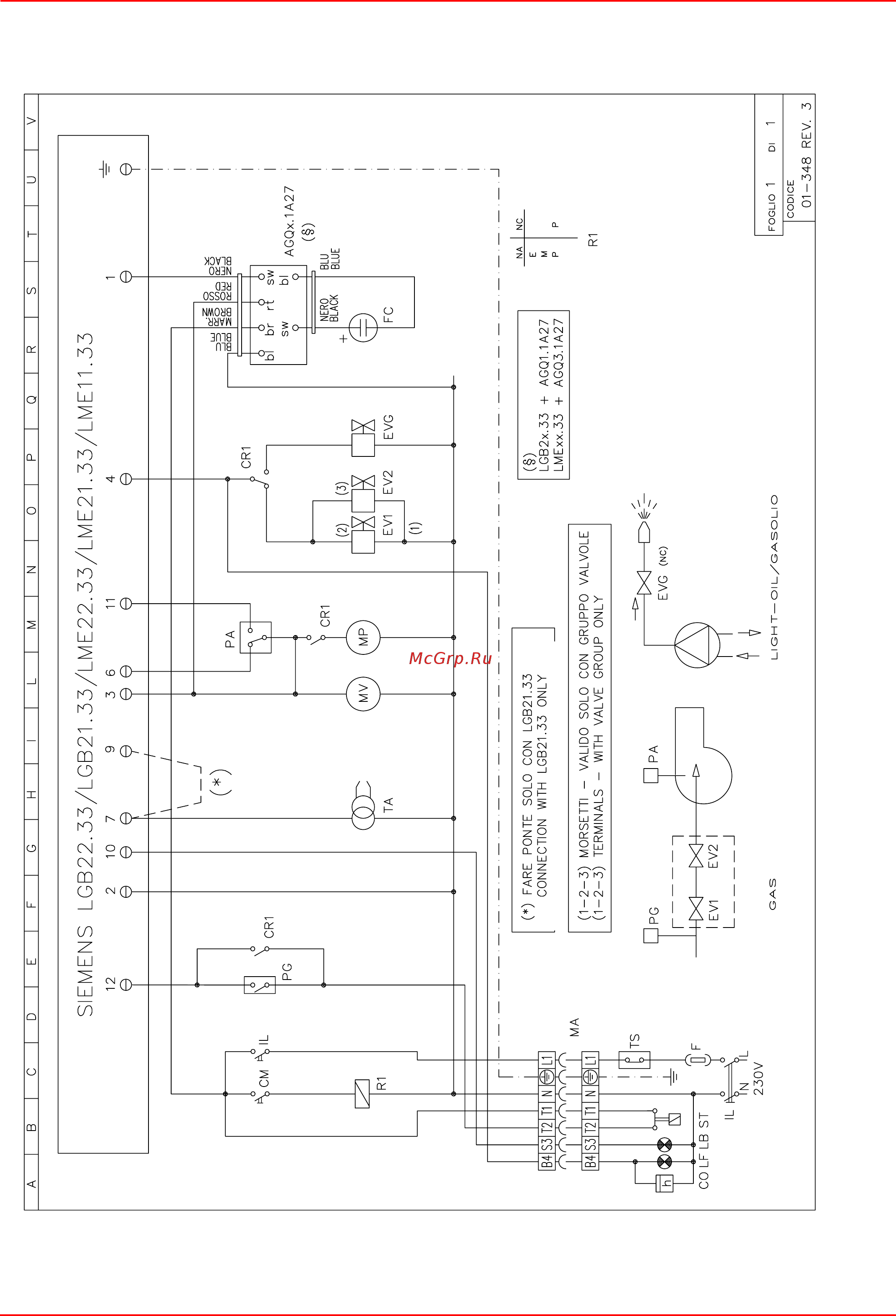 CIB Unigas Miniflam HS5 MG.TN.L.RU.A.0.15 [30/40] Электрическая схема 01 348 rev 3