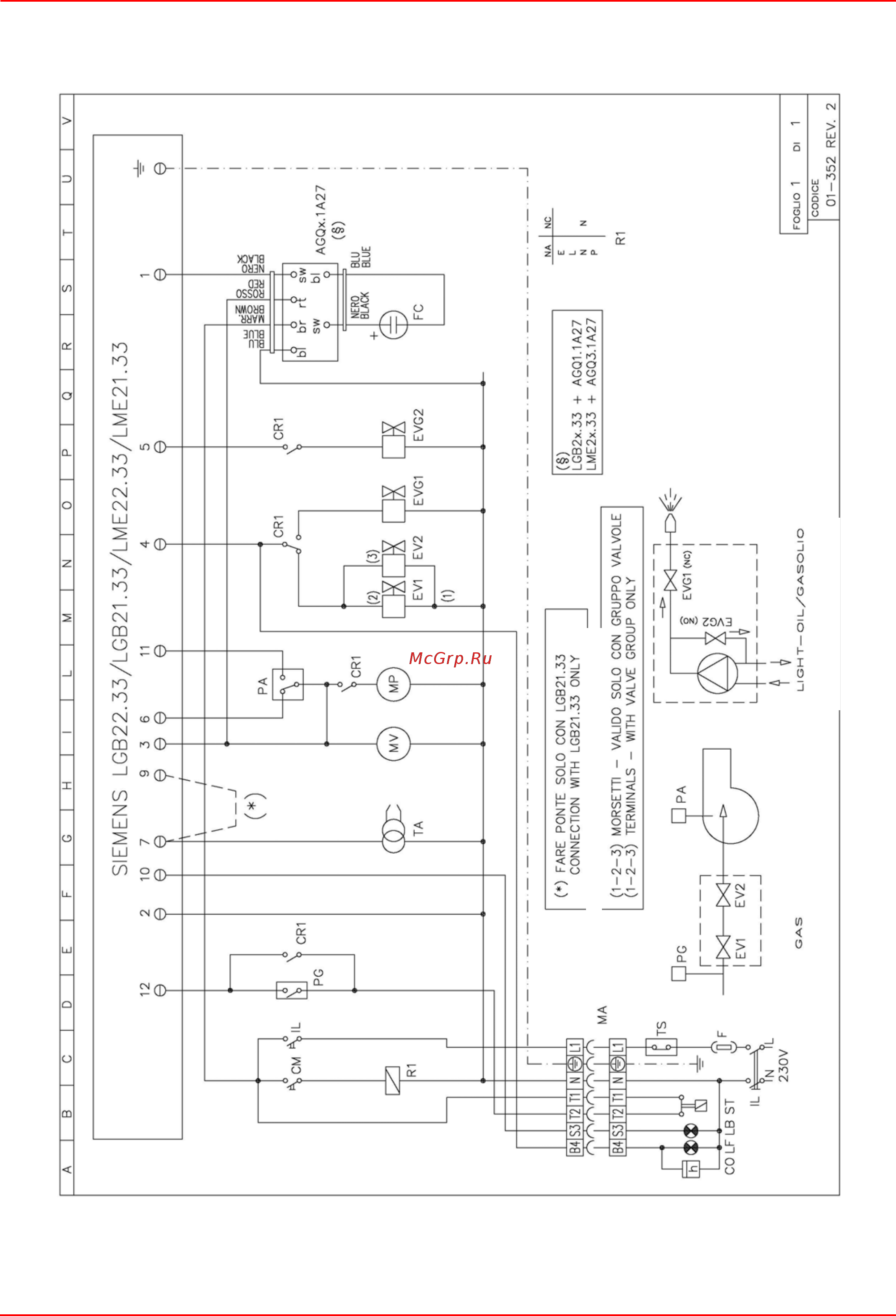 CIB Unigas Miniflam HS5 MG.TN.L.RU.A.0.15 [31/40] Электрическая схема 01 352 rev 2
