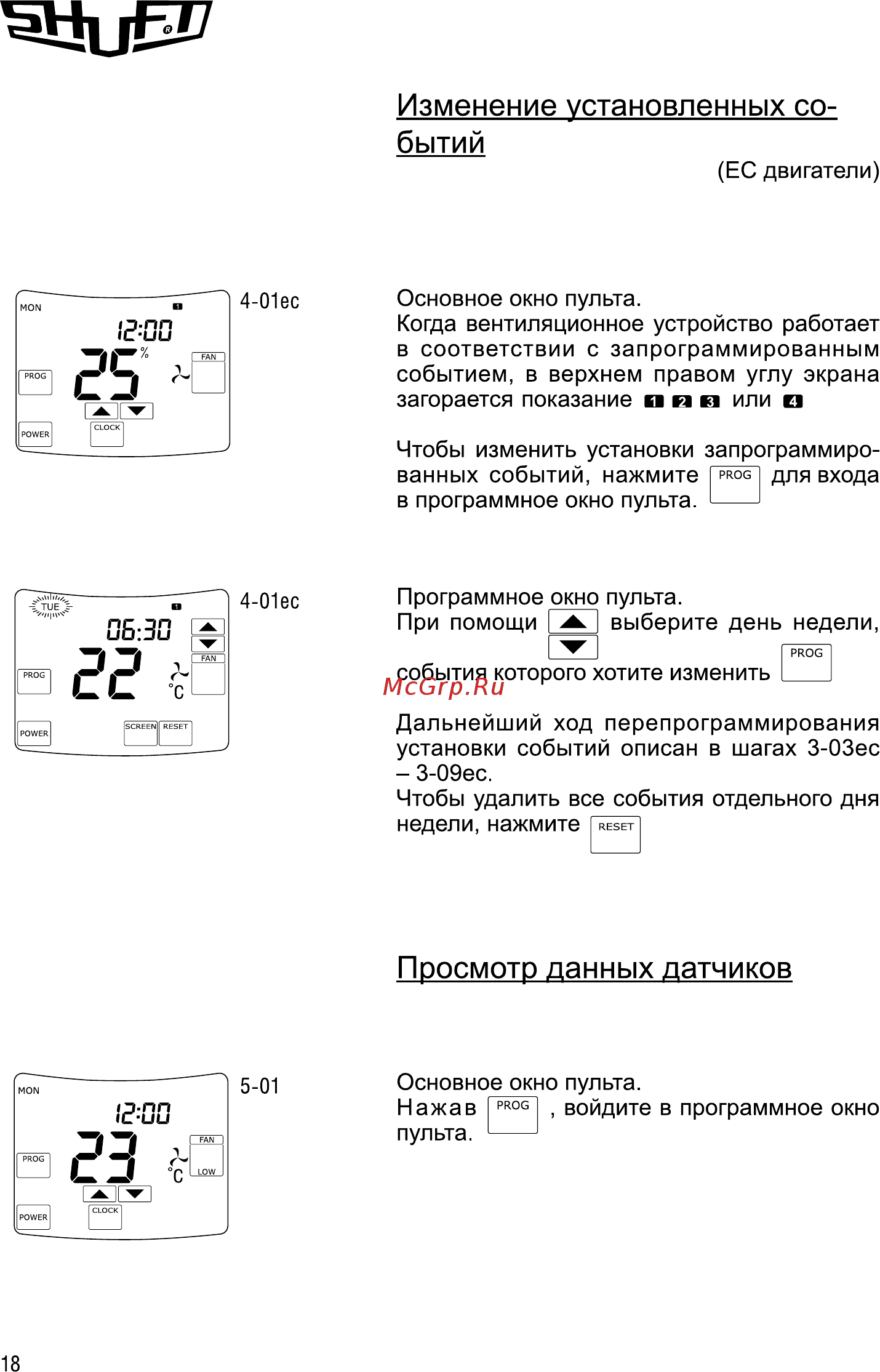Shuft ECO 160/1-5,0/2-A [18/28] Просмотр данных датчиков