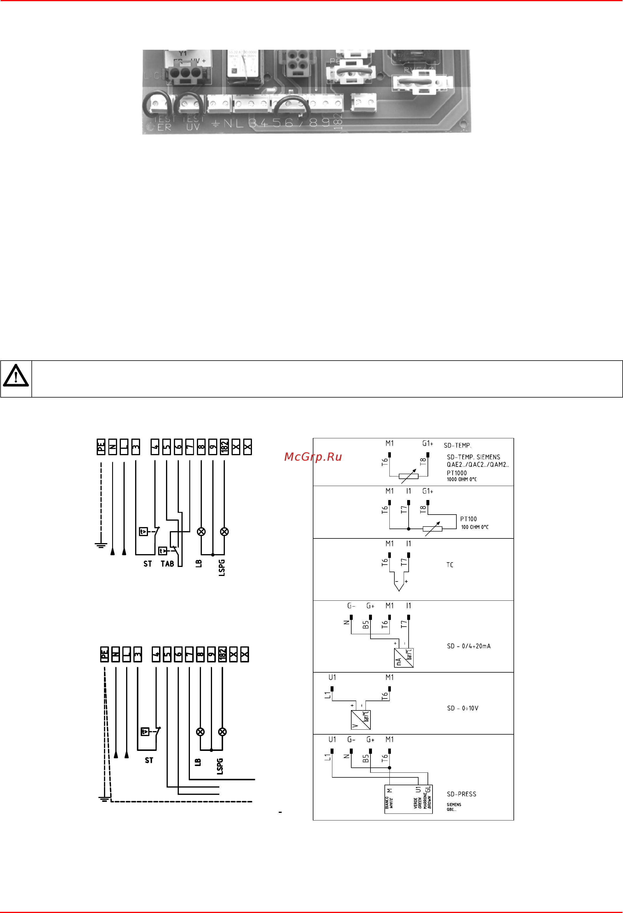 CIB Unigas Tecnopress HP73A MG.AB.S.RU.A.1.65 [23/60] Схема соединений для горелок оснащенных печатной платой стандартная конфигурация